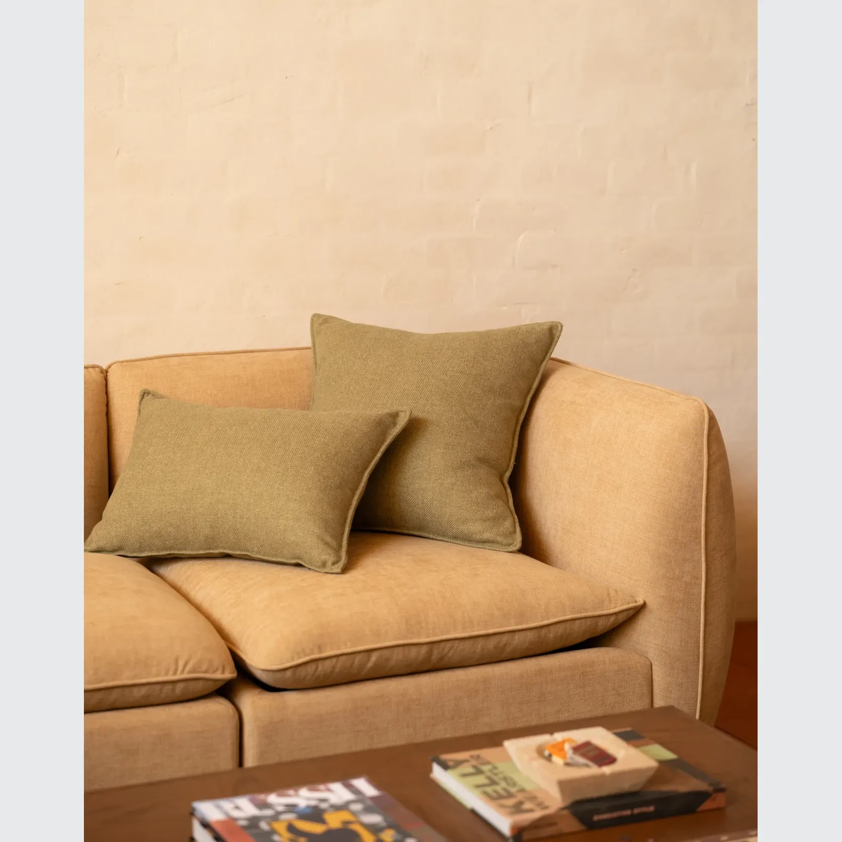 Hem Cushion 40cm x 60cm - Fossil Eucalyptus gallery detail image