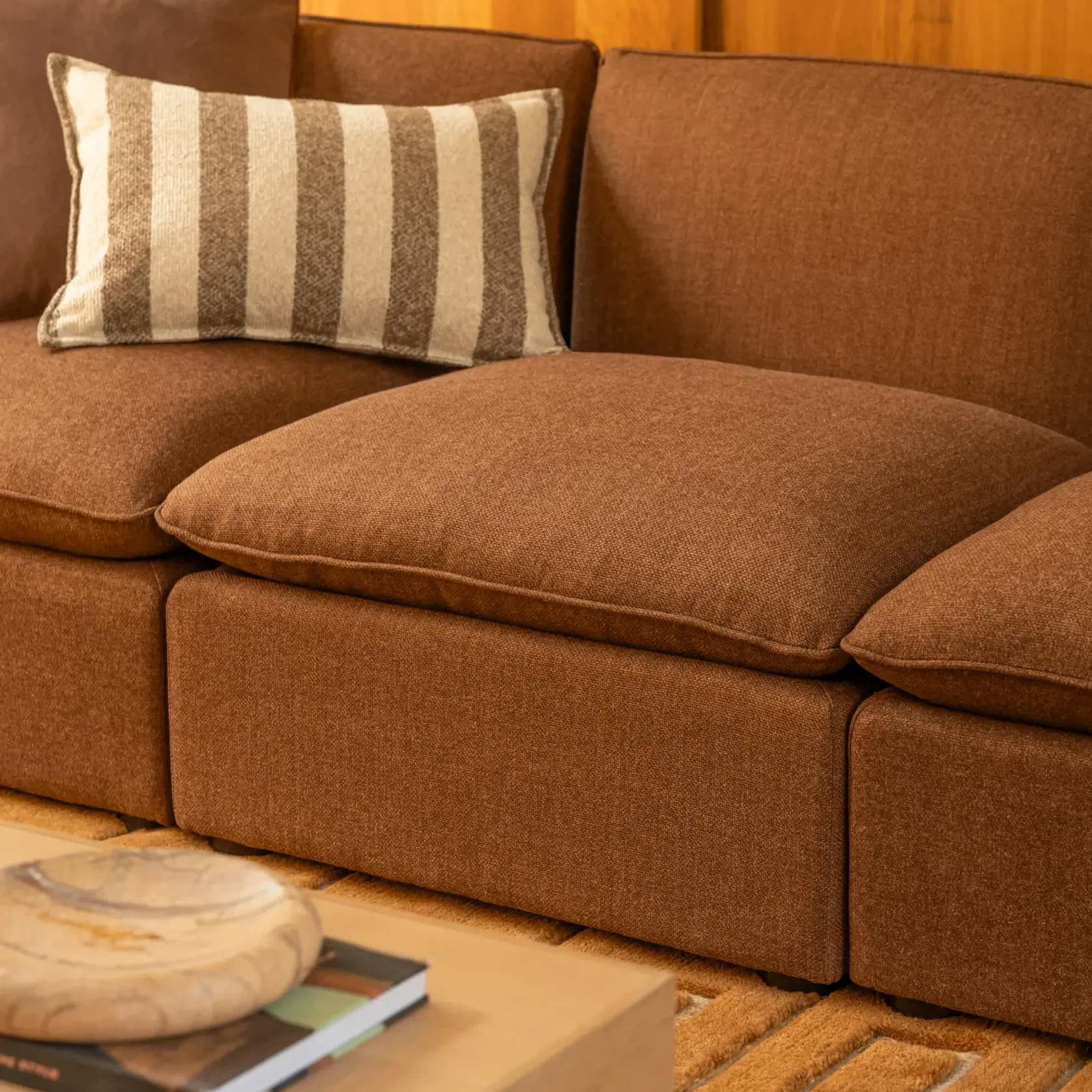 Hem Cushion 40cm x 60cm - Marnie Stripe Coconut gallery detail image