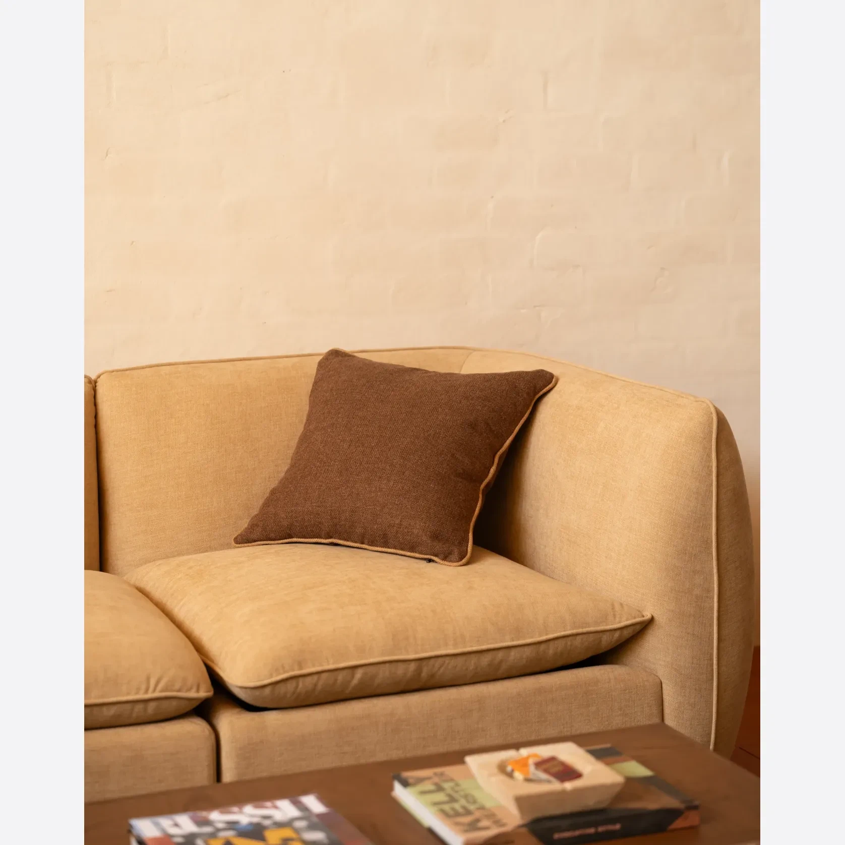 Border Cushion 55cm x 55cm - Fossil Chocolate / Fossil Fawn gallery detail image