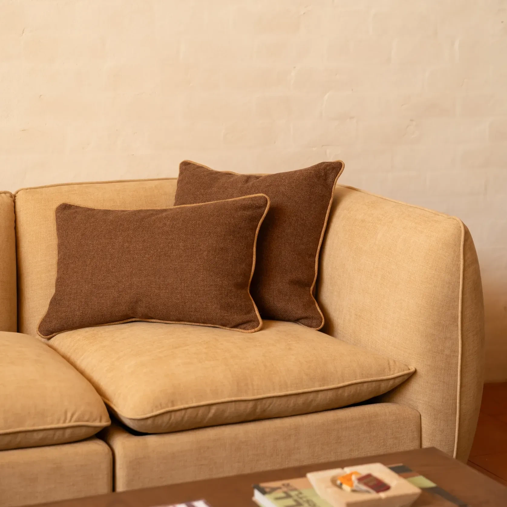 Border Cushion 55cm x 55cm - Fossil Chocolate / Fossil Fawn gallery detail image