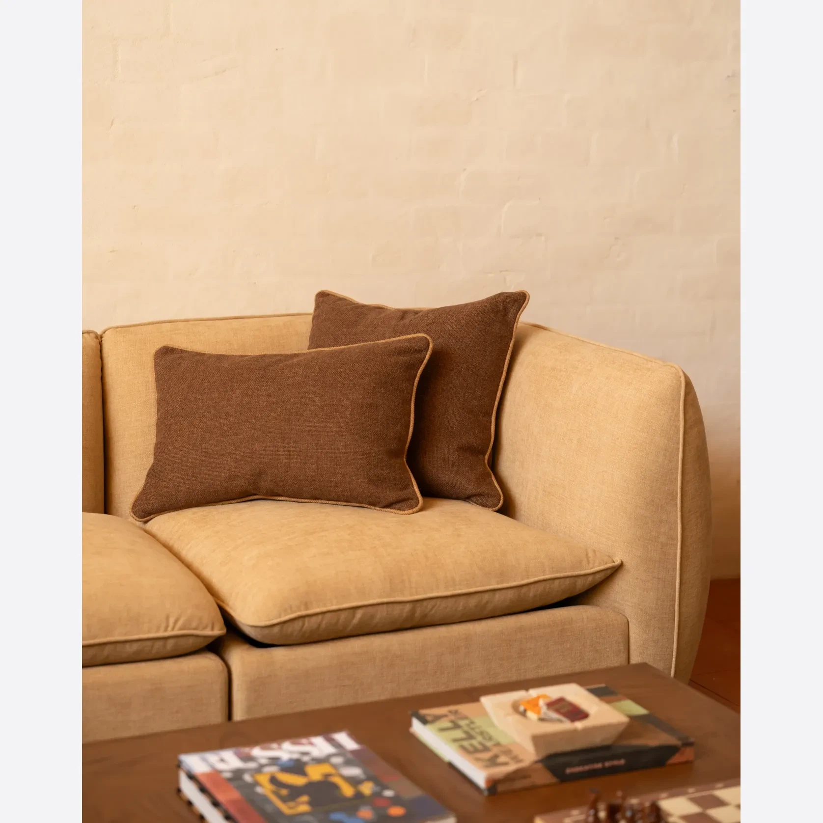 Border Cushion 55cm x 55cm - Fossil Chocolate / Fossil Fawn gallery detail image