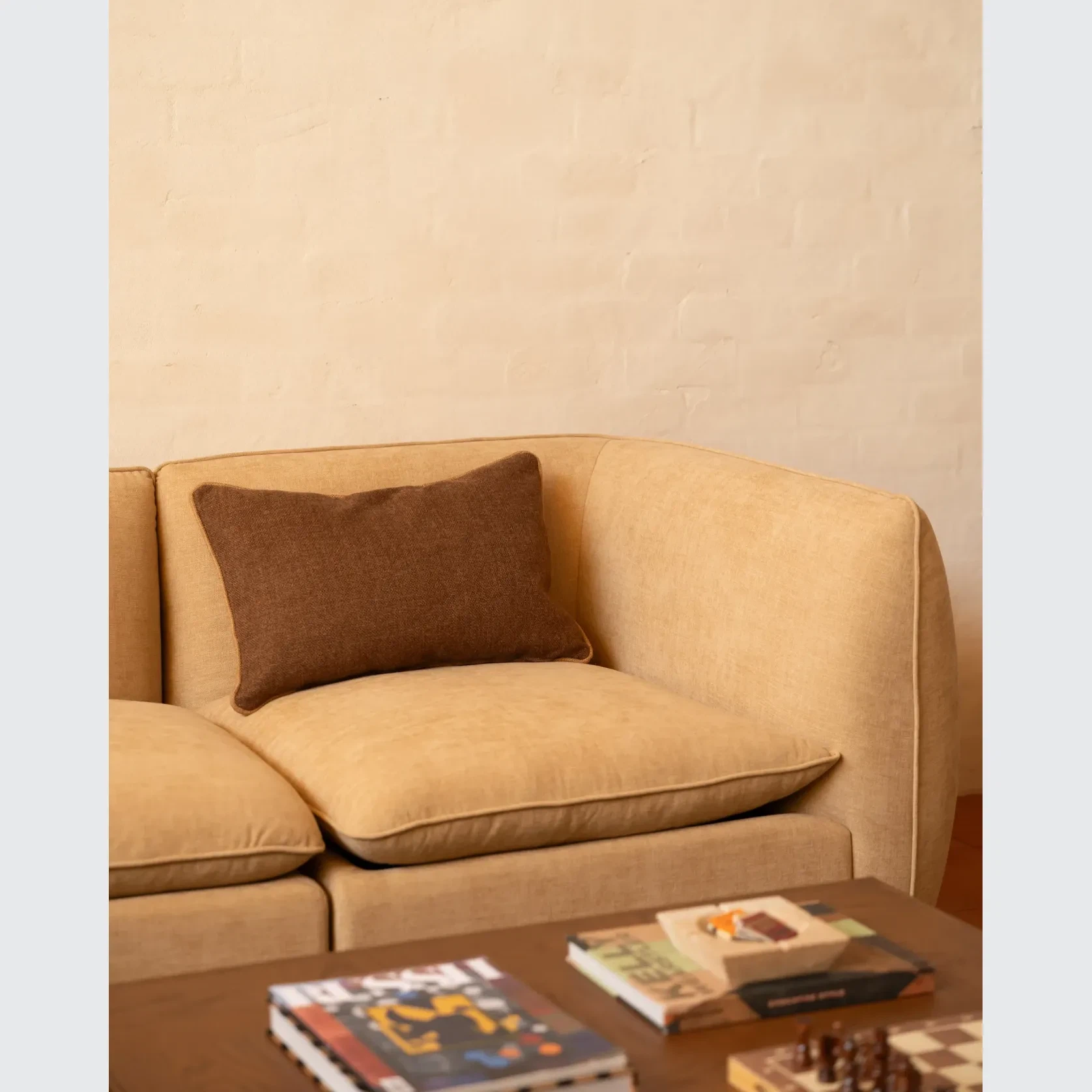 Border Cushion 40cm x 60cm - Fossil Chocolate / Fossil Fawn gallery detail image