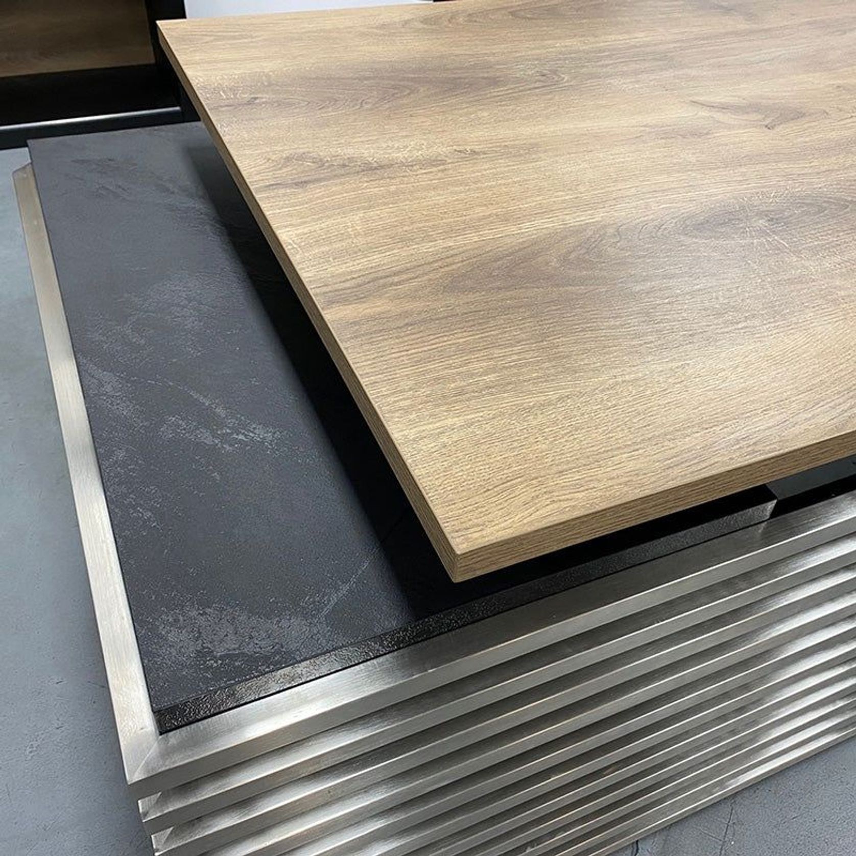 PHOENIX Executive Desk with Left Return 2.2M - Warm Oak & Black gallery detail image