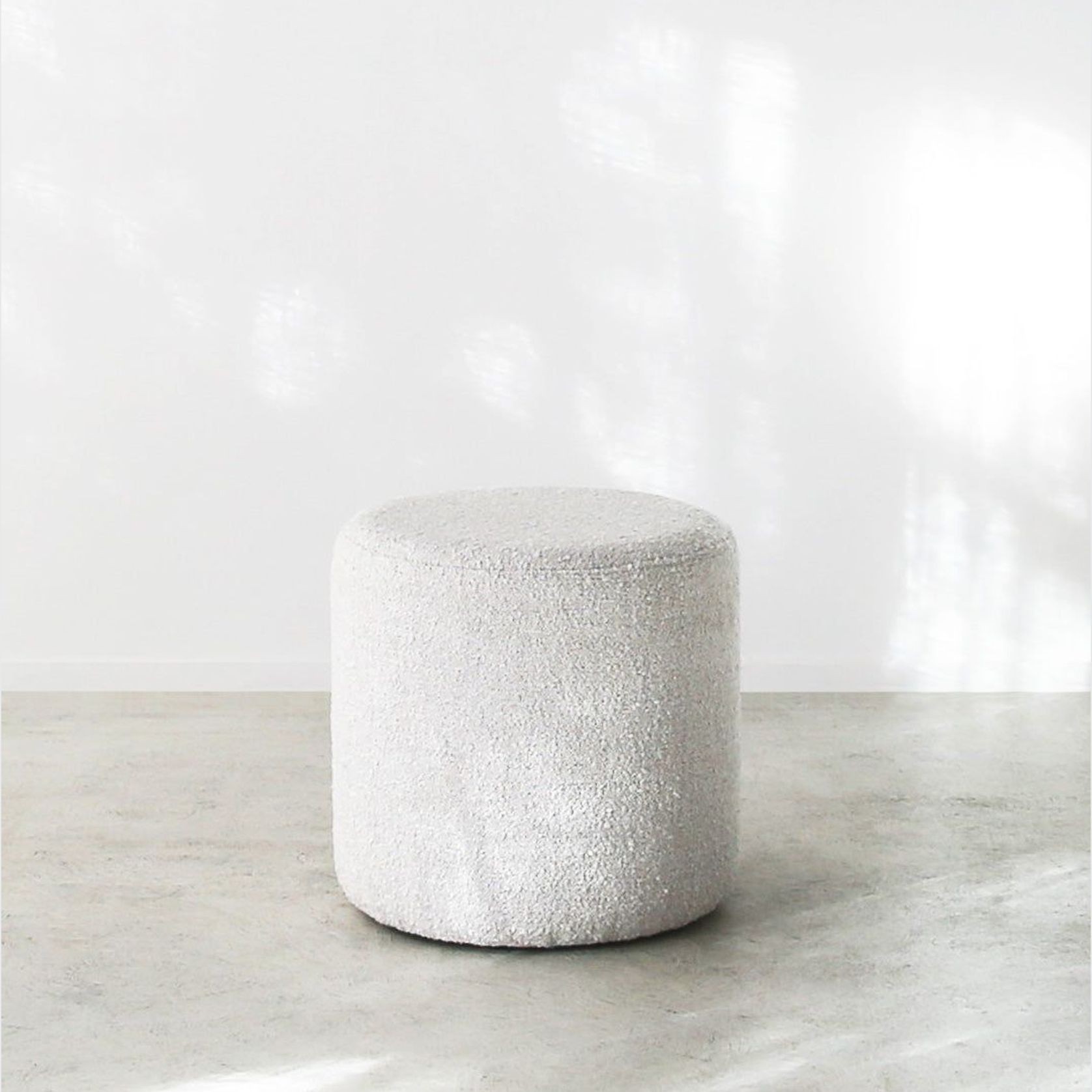 'Cabo' Ottoman/40cmD x 40cmH/Fabric - Lierna Boucle gallery detail image