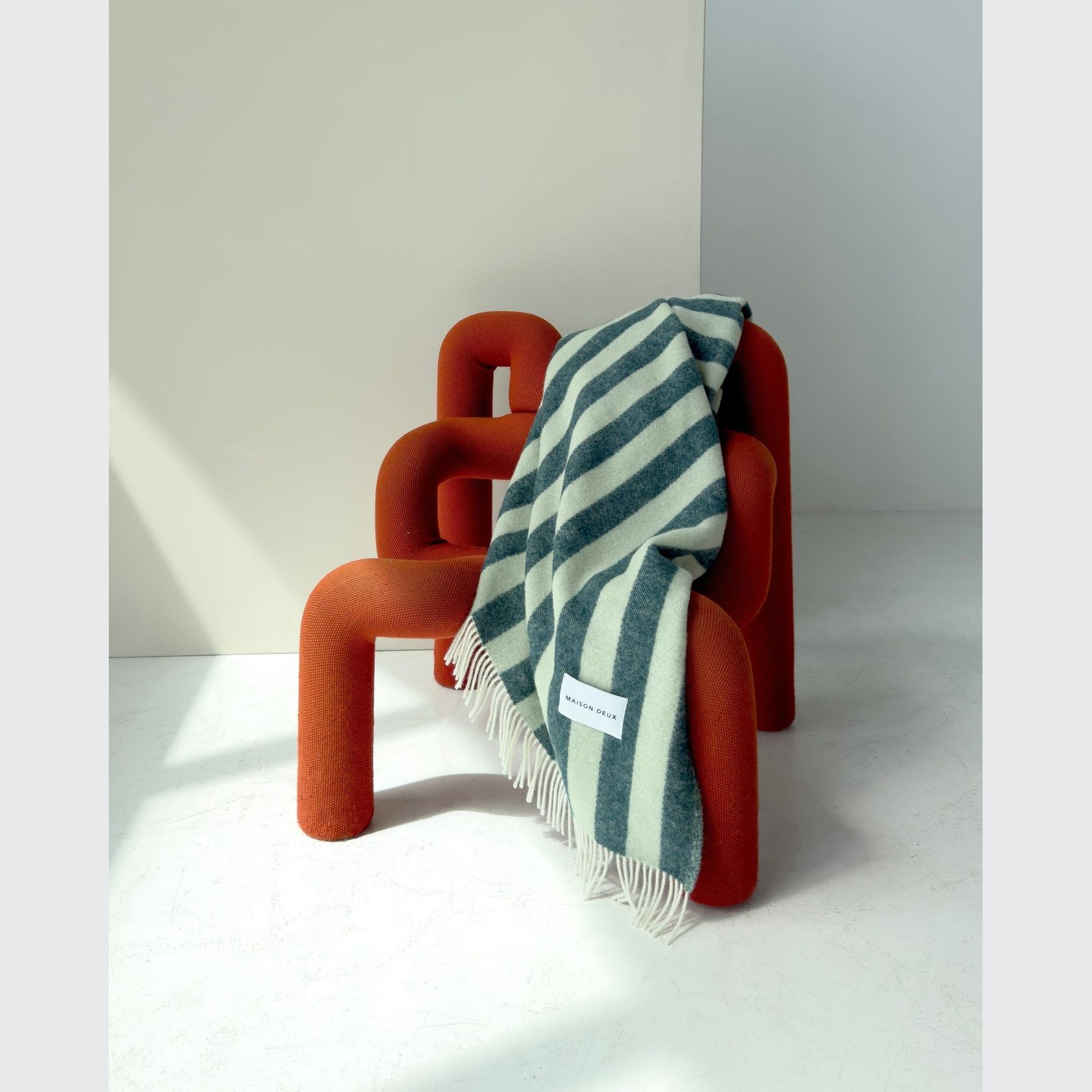 Maison Deux Candy Wrap - Green Sage | Large Reversible Wool Throw gallery detail image