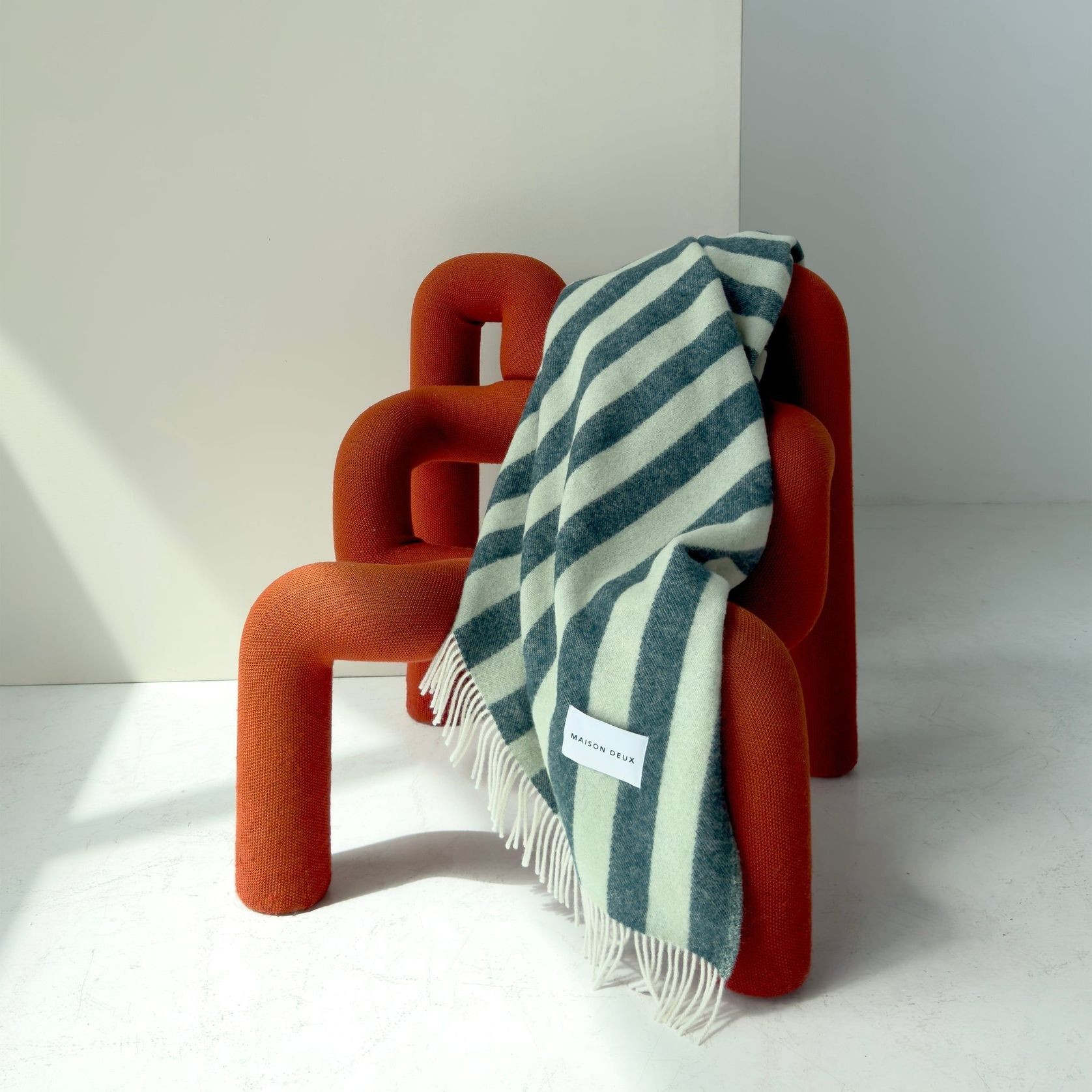 Maison Deux Candy Wrap - Green Sage | Large Reversible Wool Throw gallery detail image