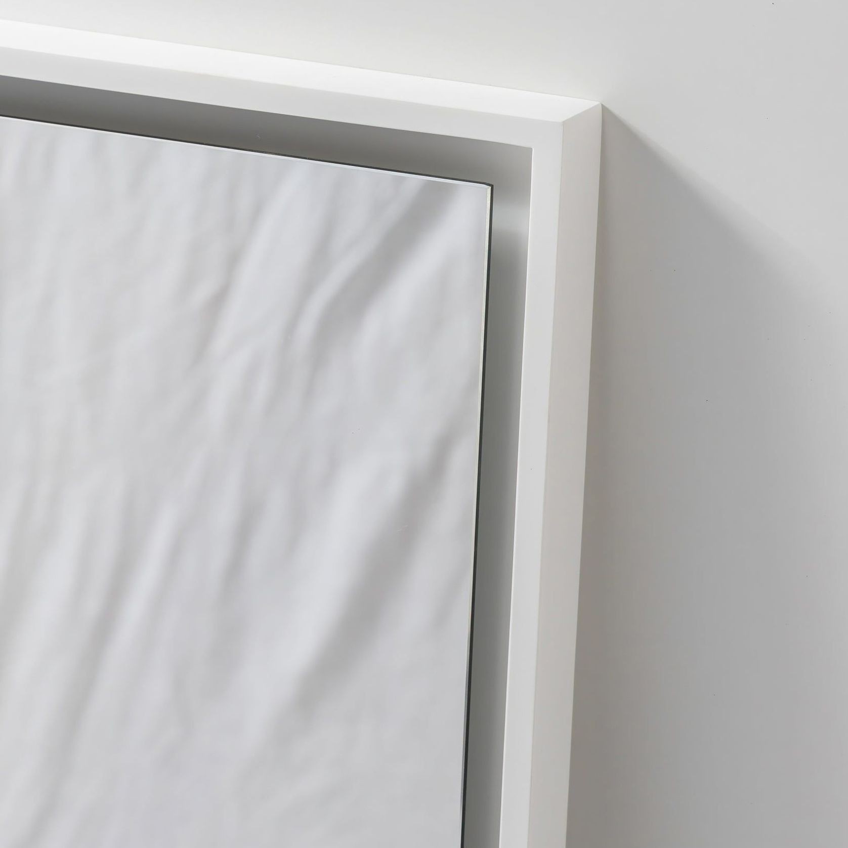 Capri Rectangle Mirror with Matte White Stone Frame and LED light gallery detail image