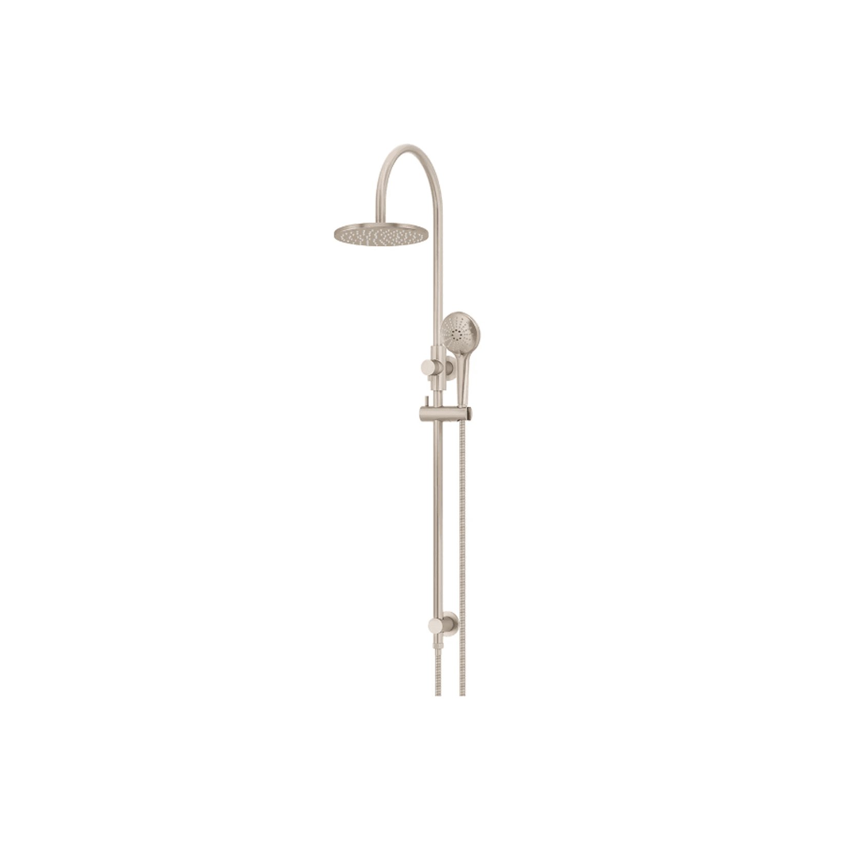 Meir Round Gooseneck Shower Set with 200mm Rose, Three Function Hand Shower Lustre Bronze gallery detail image