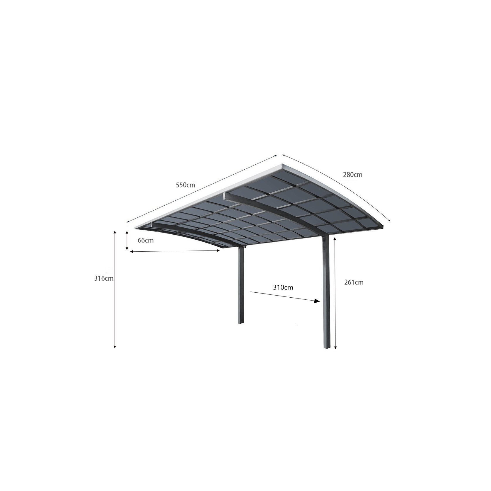 Single Carport-550x 280 x 316cm gallery detail image
