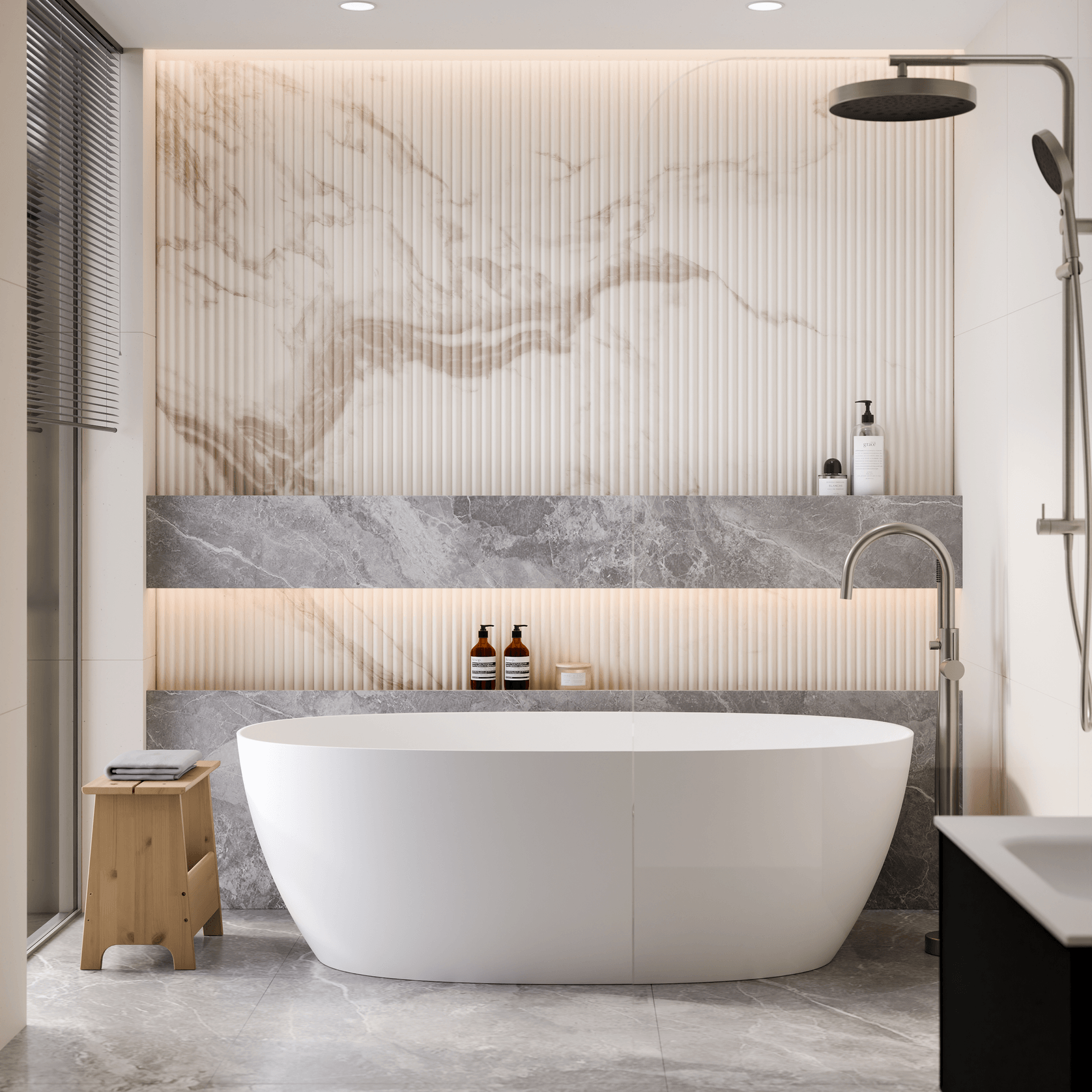 Nature Floorstanding Bath Filler with Hand Spray gallery detail image