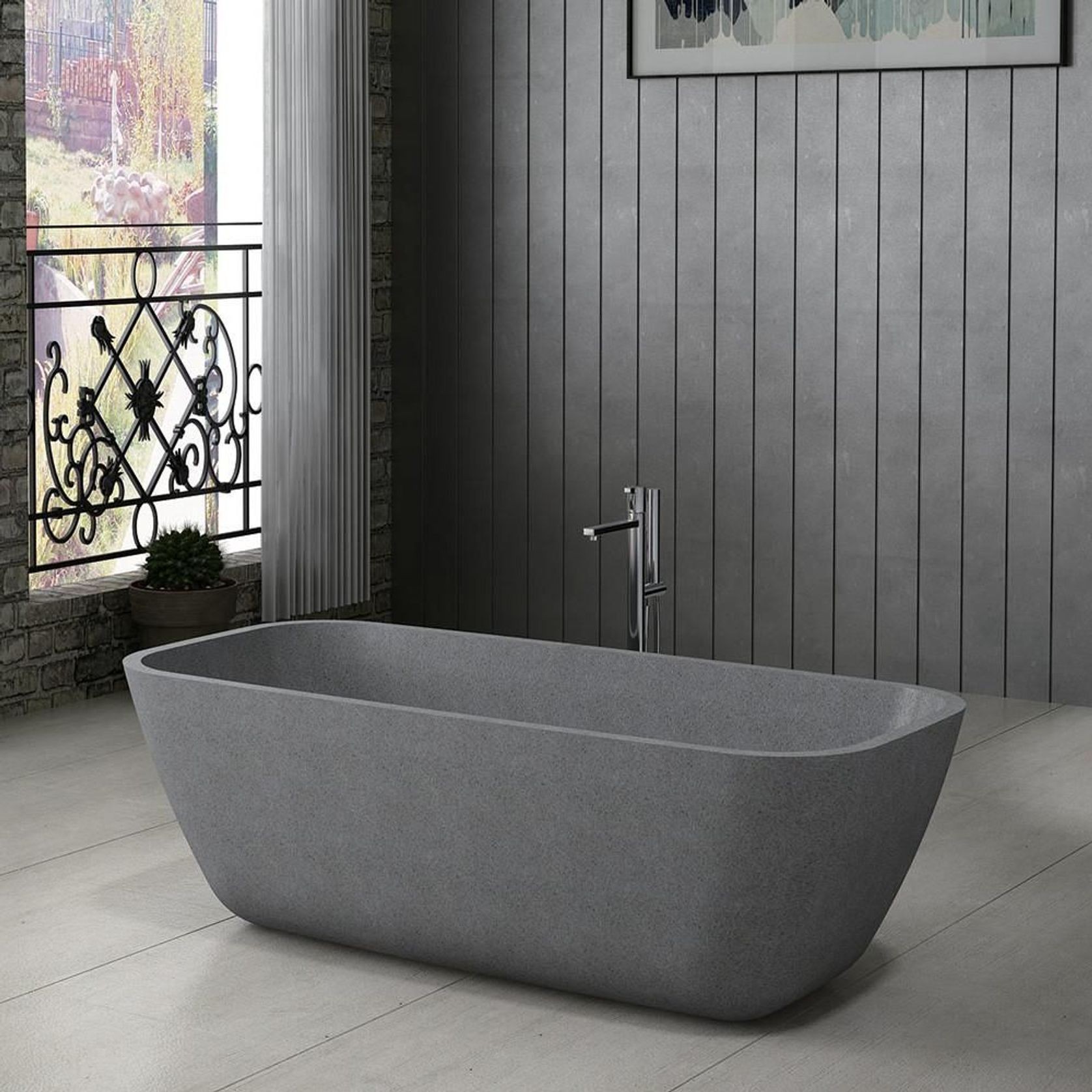 Pietra Bianca Bora Freestanding Stone Bath gallery detail image
