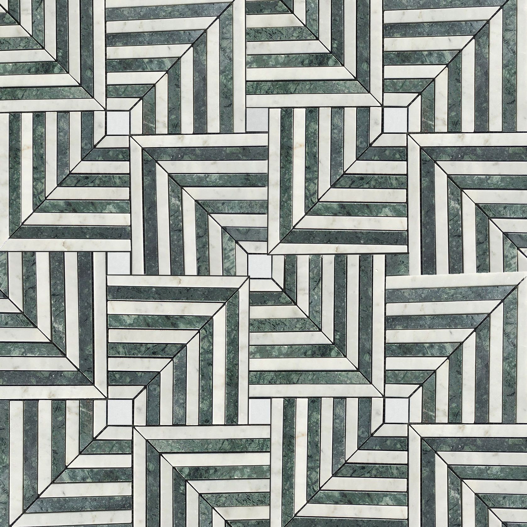 Cuba Mosaic - Indian Green, Thassos & Carrara gallery detail image