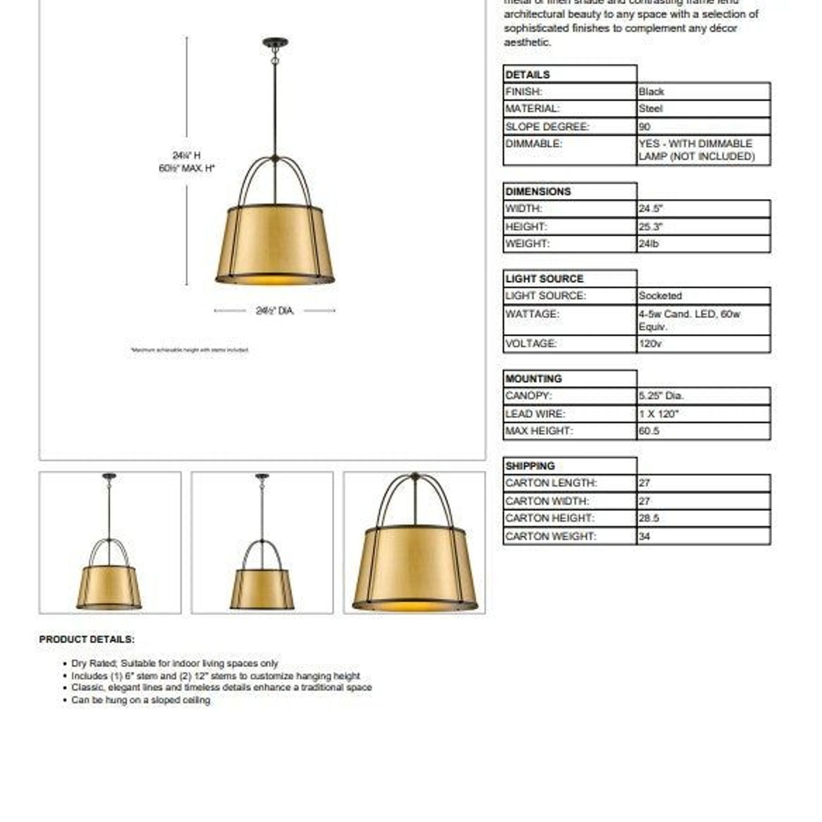 Hinkley Lighting Clarke Pendant gallery detail image