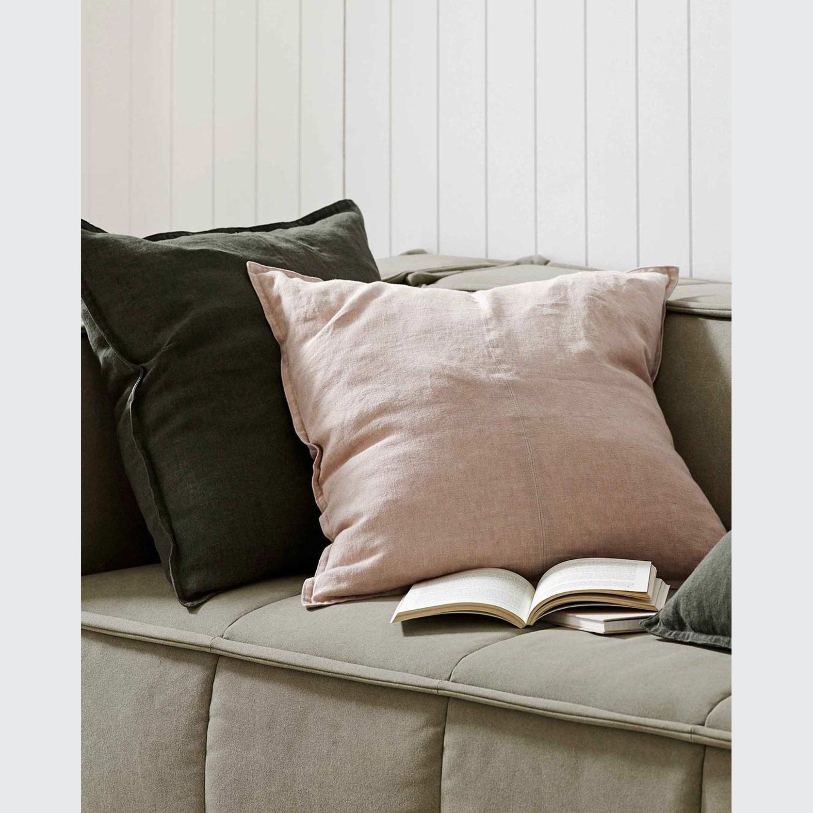 Weave Home European Linen Como Cushion - Blush | Square and Lumbar | Three Sizes gallery detail image