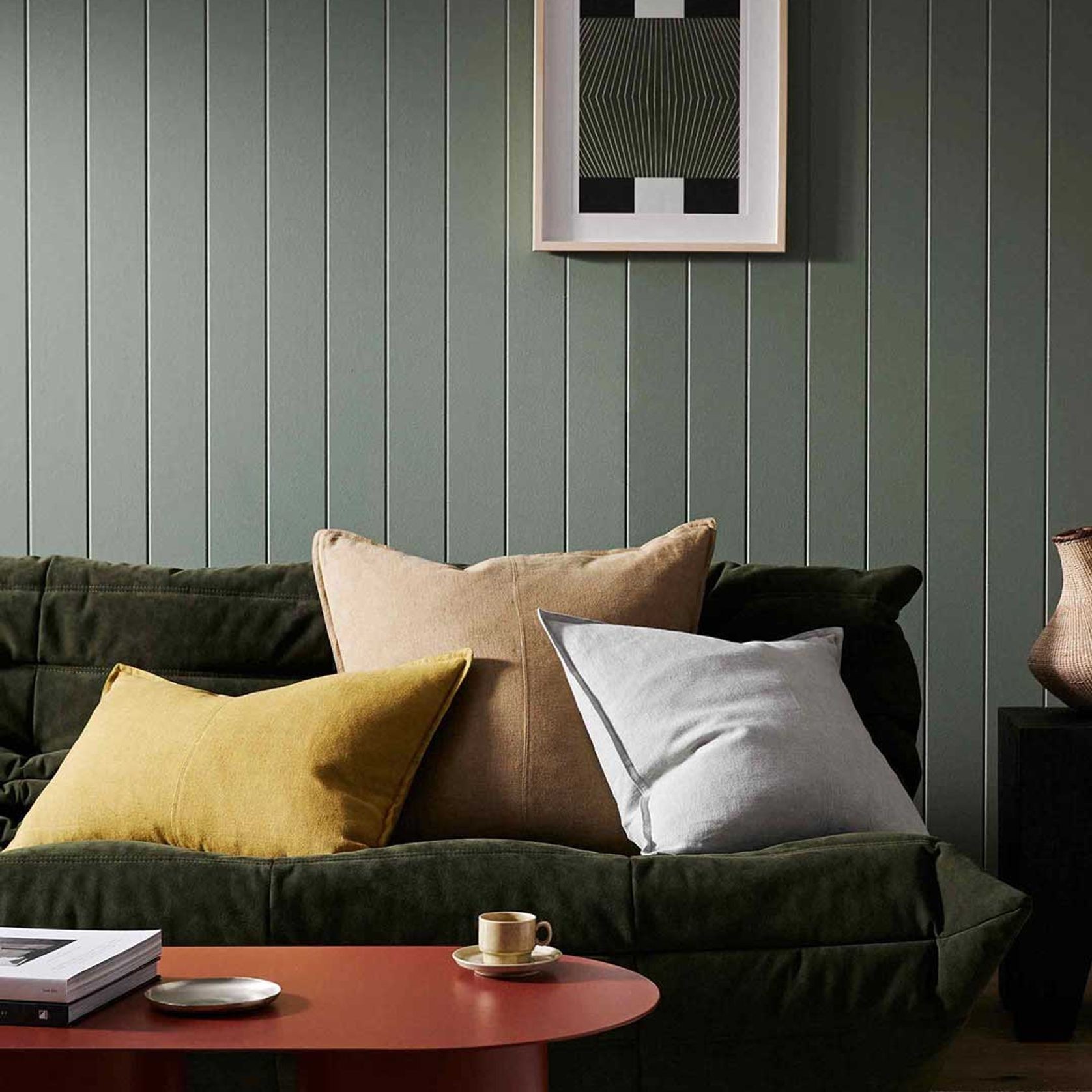 Weave Home European Linen Como Cushion - Moss | Three Sizes gallery detail image
