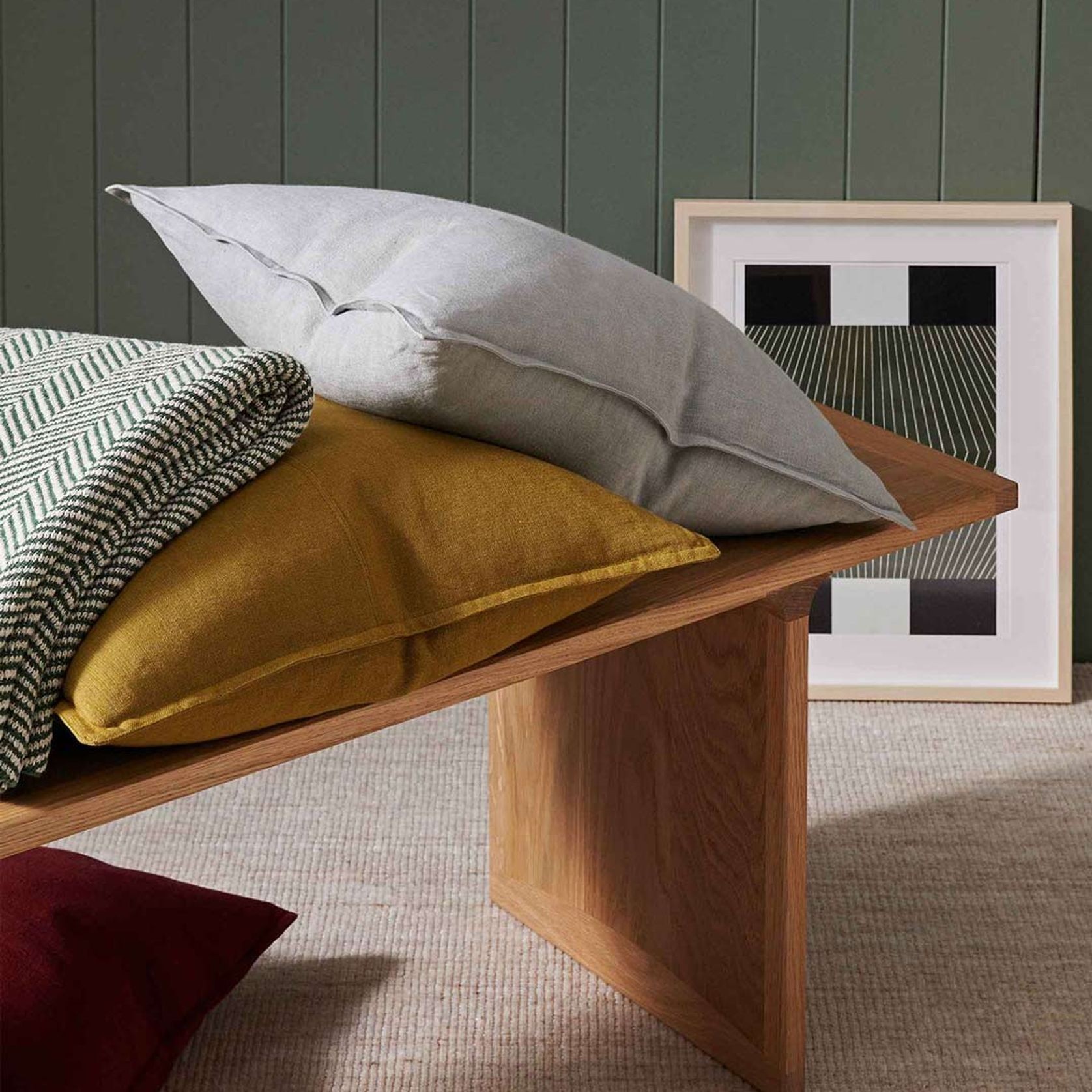 Weave Home European Linen Como Cushion - Moss | Three Sizes gallery detail image