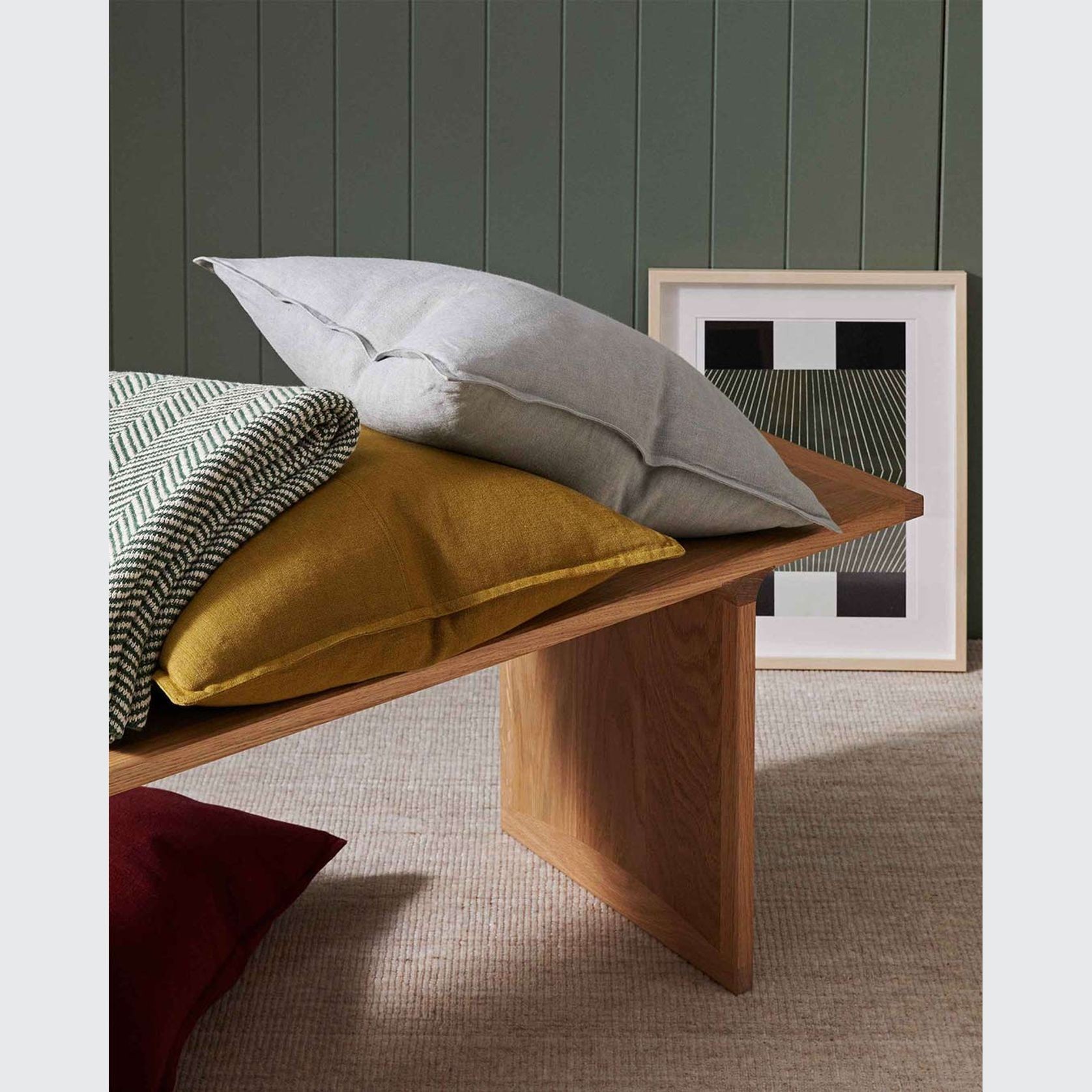 Weave Home European Linen Como Cushion - Moss | Three Sizes gallery detail image