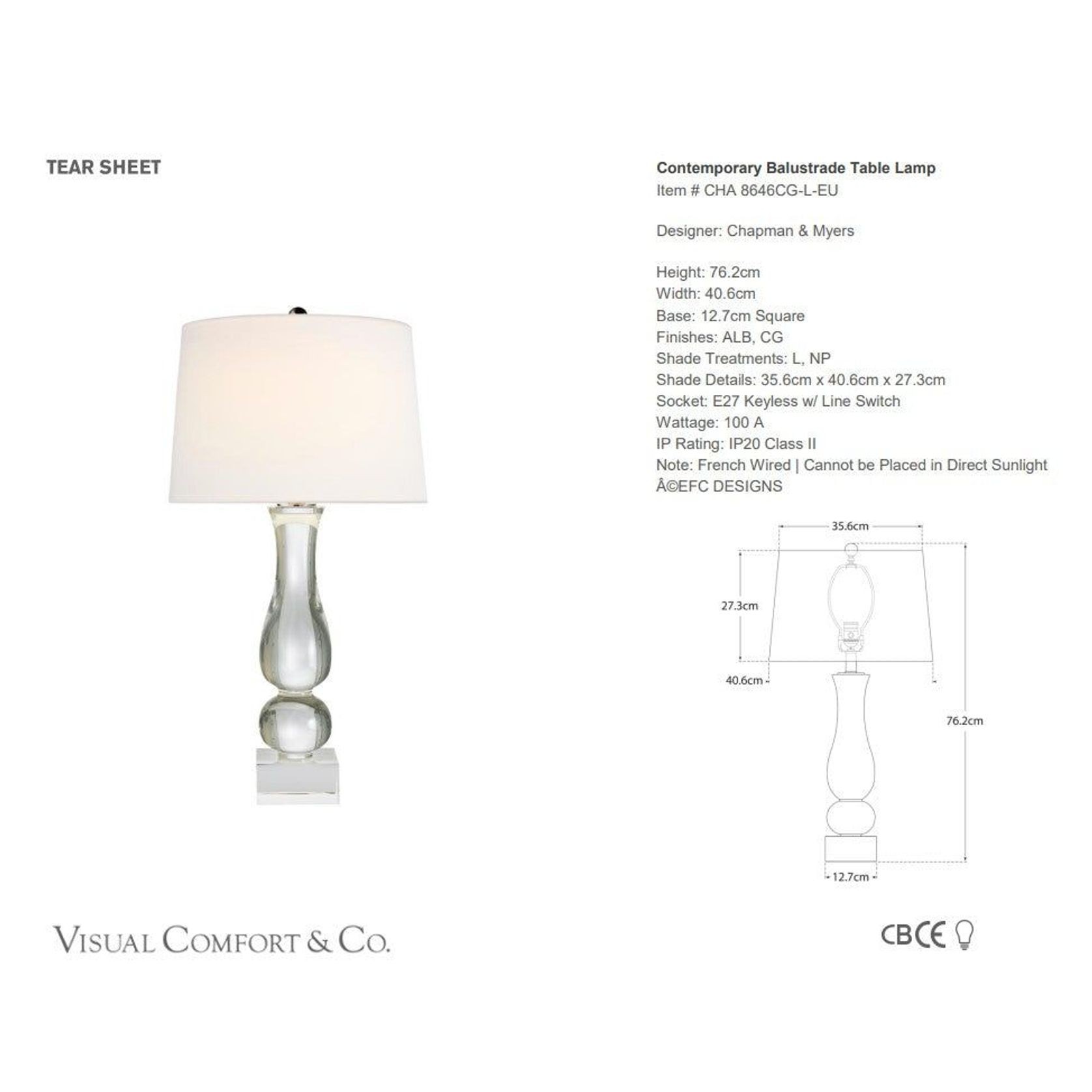 Visual Comfort E F Chapman Contemporary Balustrade Table Lamp gallery detail image