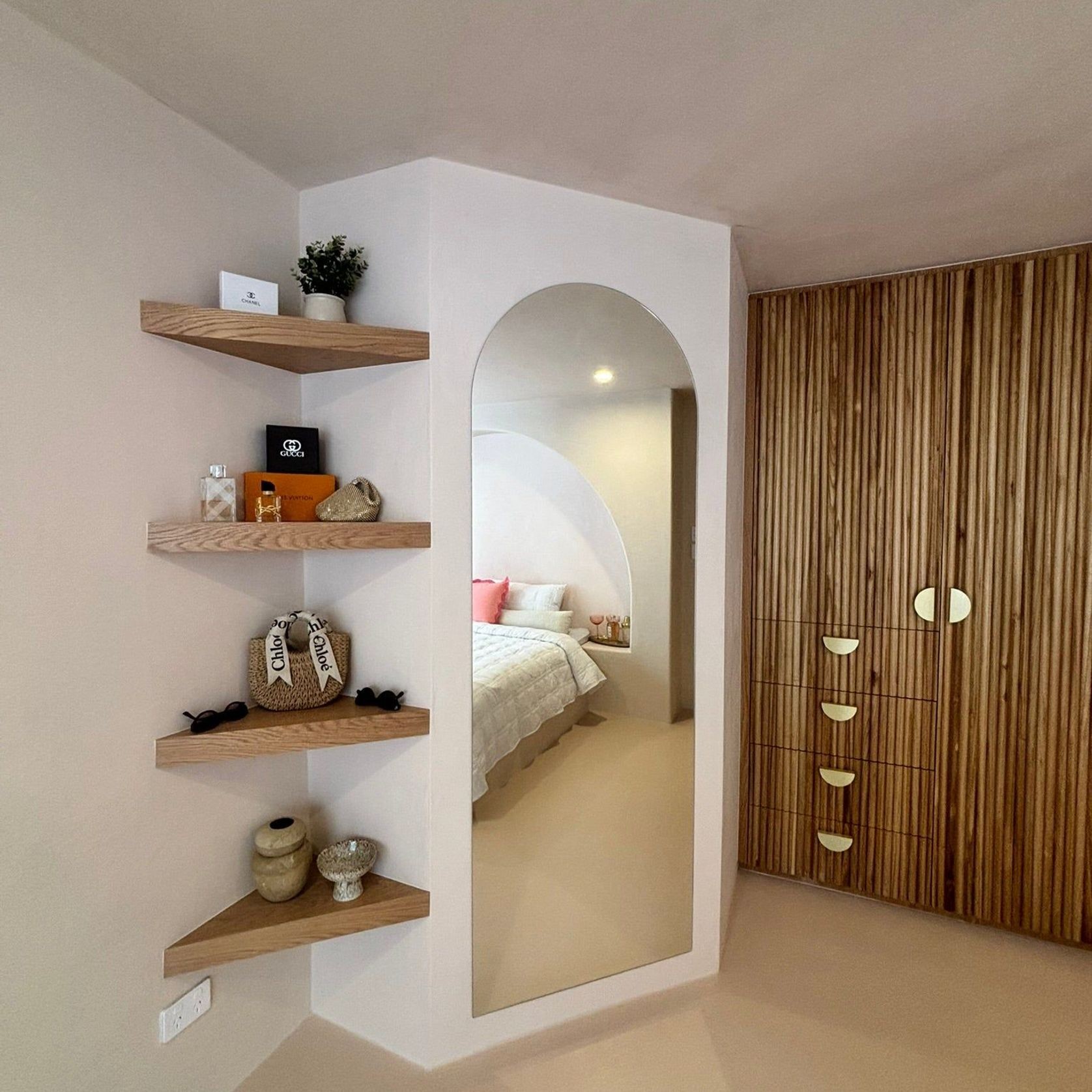 WOODFLEX Flexible Solid Paulownia Wood Slat Wall Panel -  2700mm x 600mm - Half Round gallery detail image