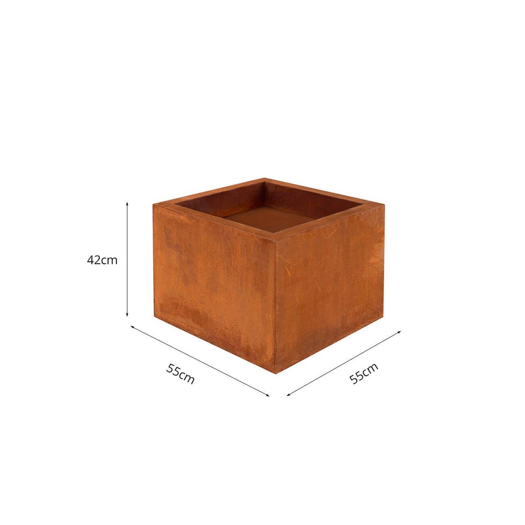 Corten Steel Square Fire Pit Brazier - Natural Rust Patina Finish 55 X 55 X 42cm gallery detail image
