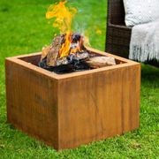 Corten Steel Square Fire Pit Brazier - Natural Rust Patina Finish 55 X 55 X 42cm gallery detail image