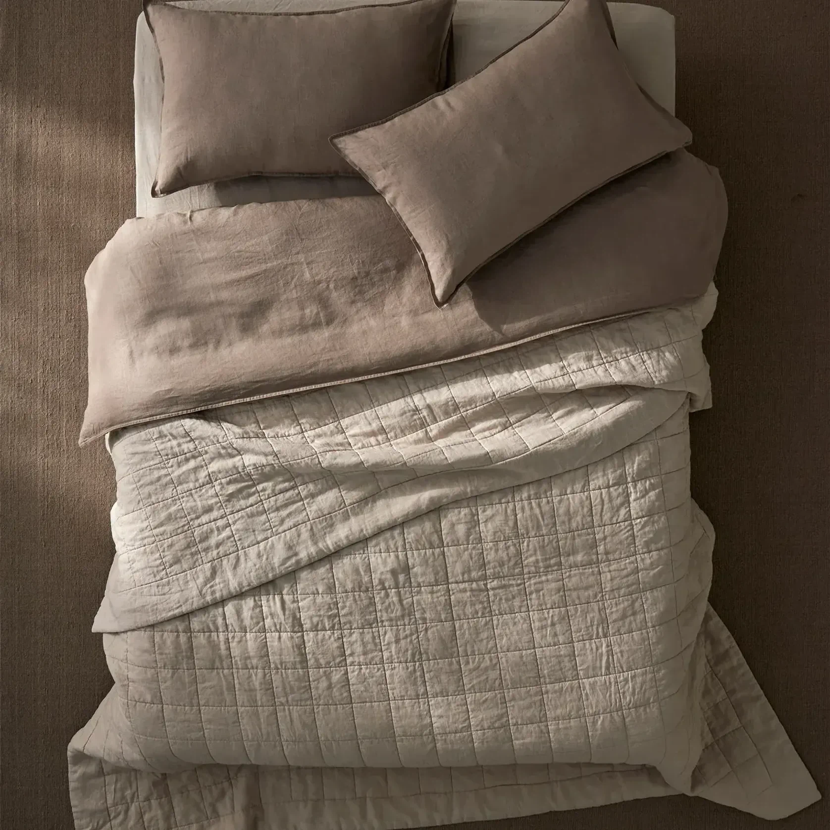 Ravello Linen Coverlet - Bone by Weave Home gallery detail image