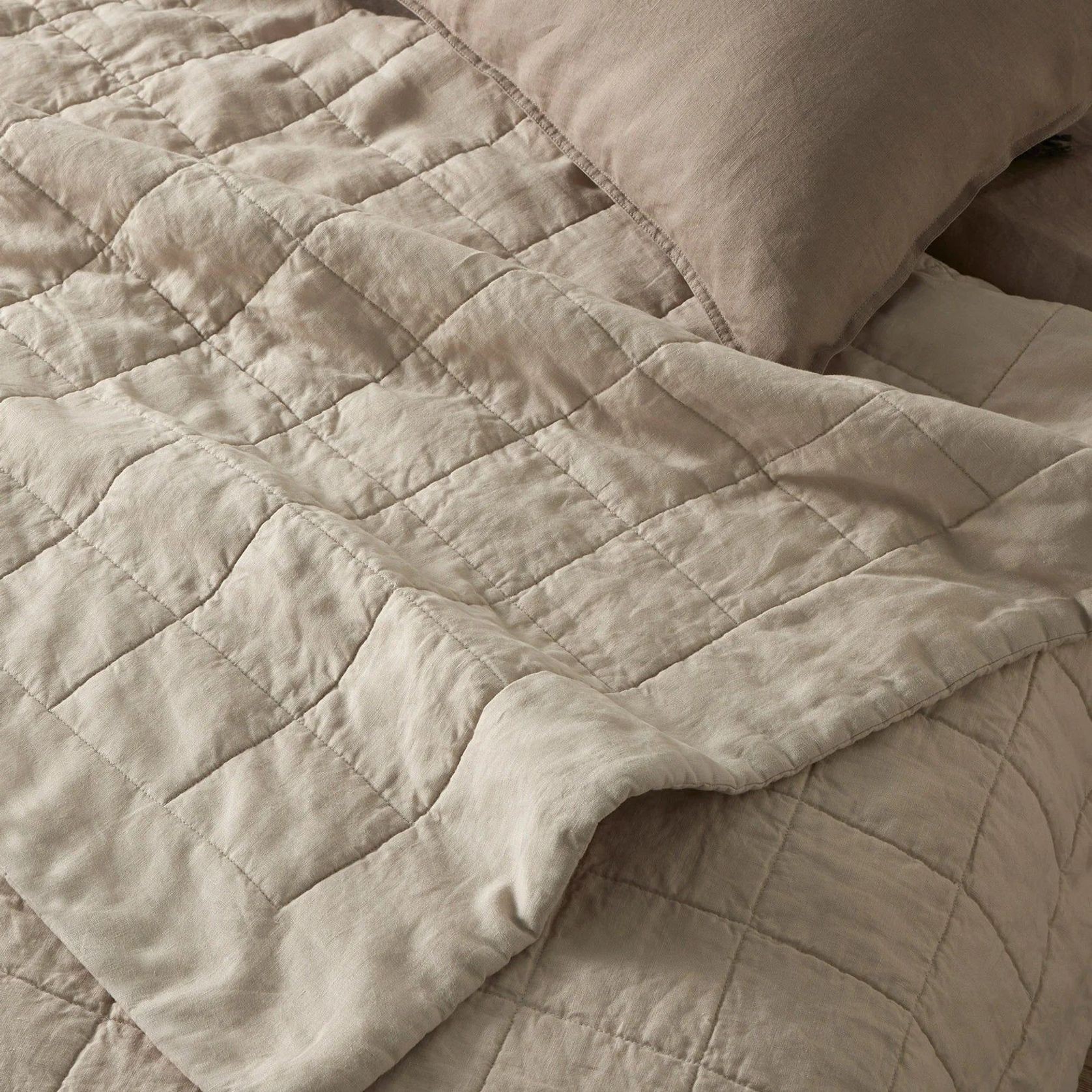 Ravello Linen Coverlet - Bone by Weave Home gallery detail image