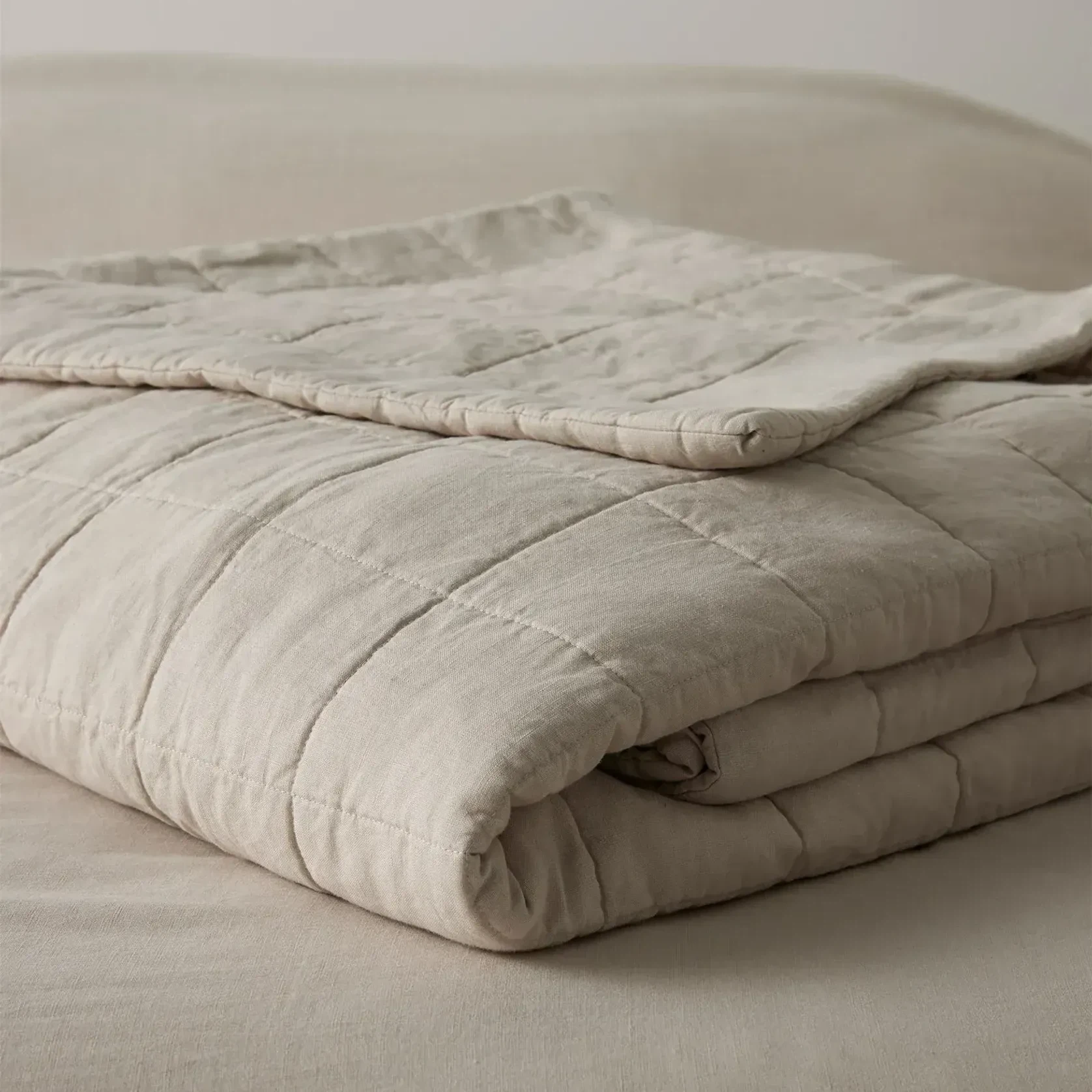 Ravello Linen Coverlet - Bone by Weave Home gallery detail image