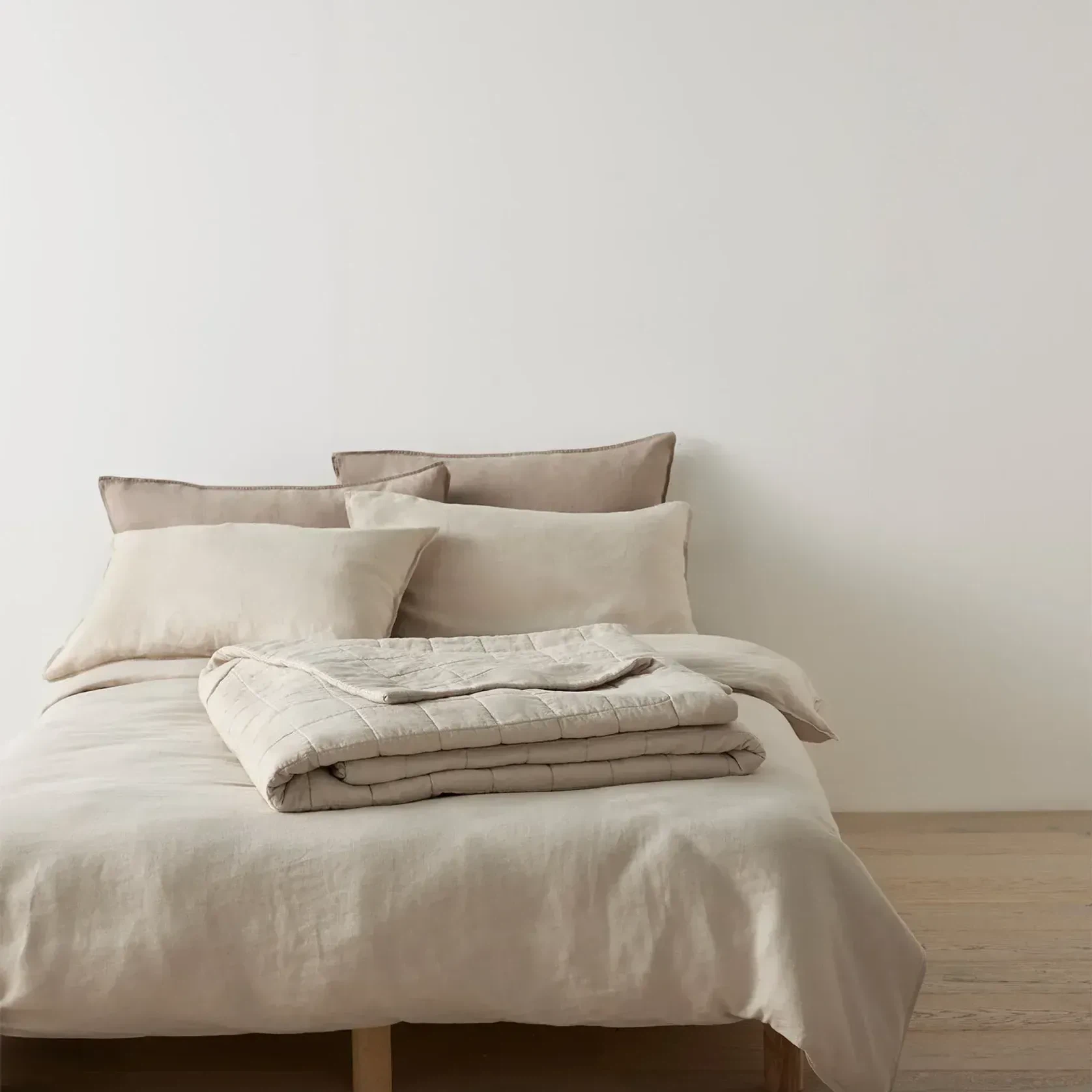 Ravello Linen Coverlet - Bone by Weave Home gallery detail image