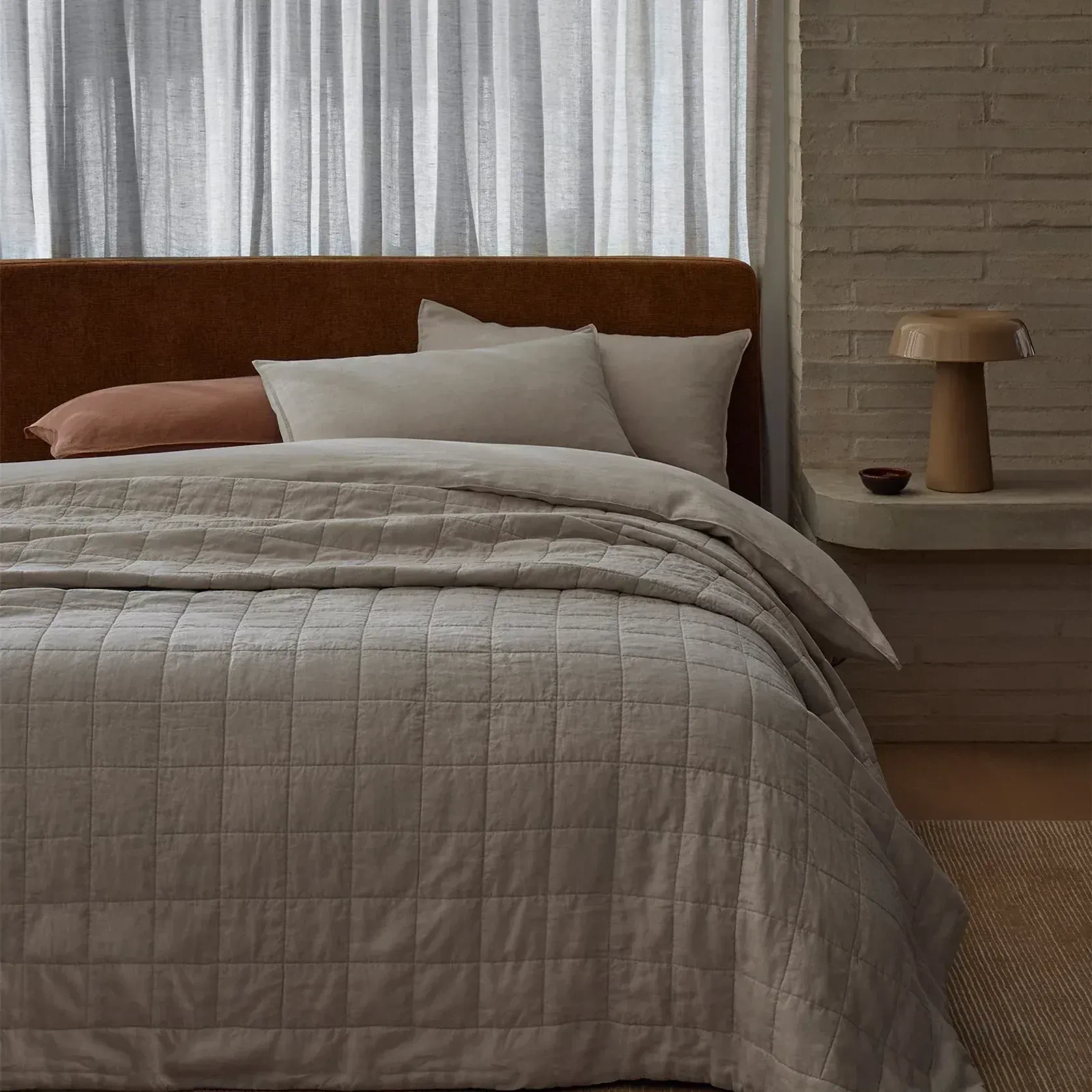 Ravello Linen Coverlet - Bone by Weave Home gallery detail image