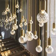 Clear Crystal Bulb Pendant - Brushed Brass gallery detail image