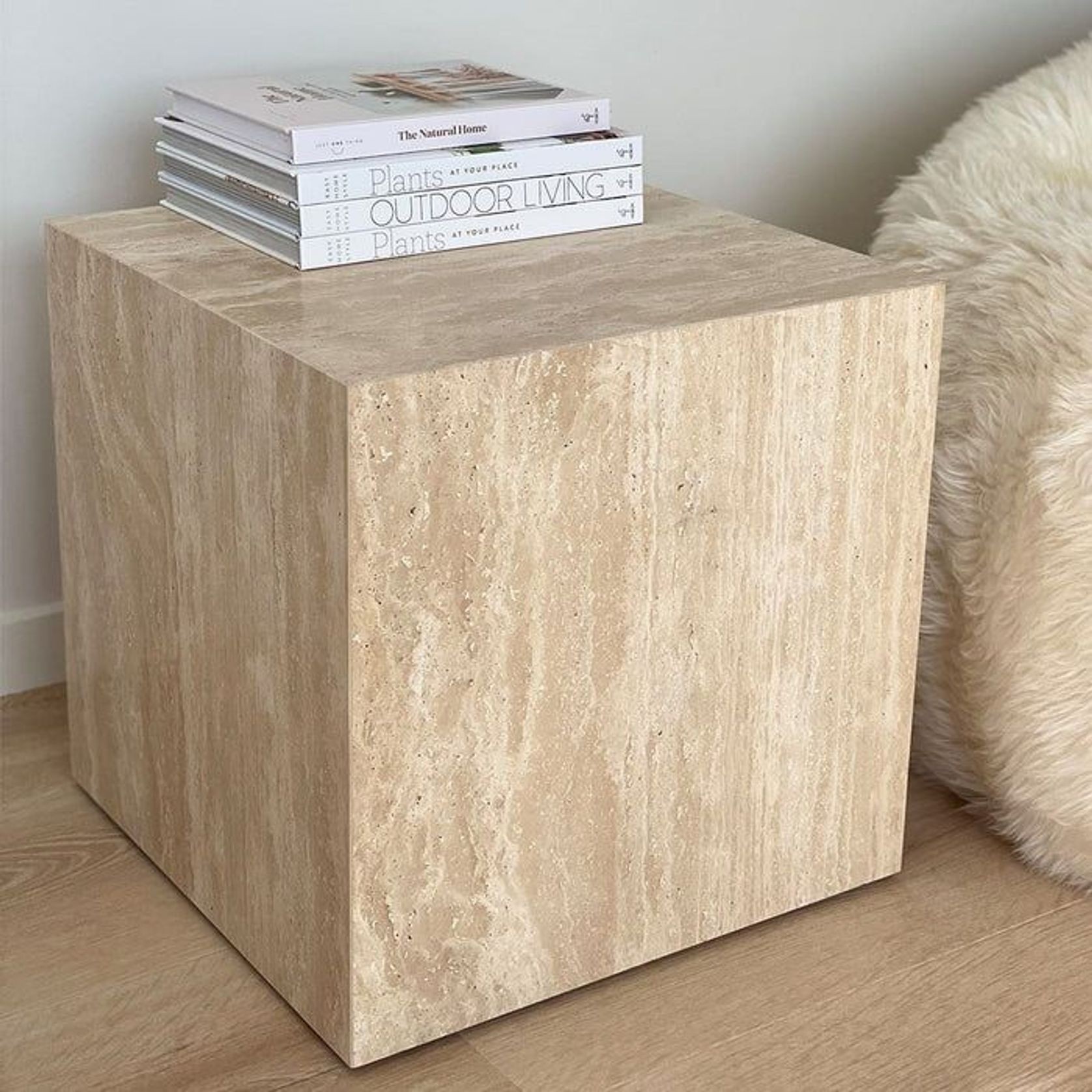 Cube Side Table - Travertine | Natural Stone Co. gallery detail image