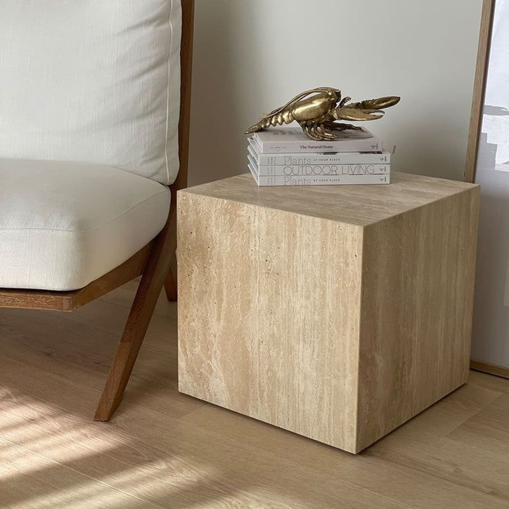 Cube Side Table - Travertine | Natural Stone Co. gallery detail image