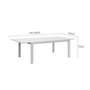 Cumulus Aluminium Outdoor Patio Extension Dining Table 180-240 X 100cm gallery detail image