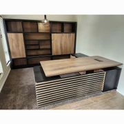 PHOENIX Executive Desk with Left Return 2.2M - Warm Oak & Black gallery detail image