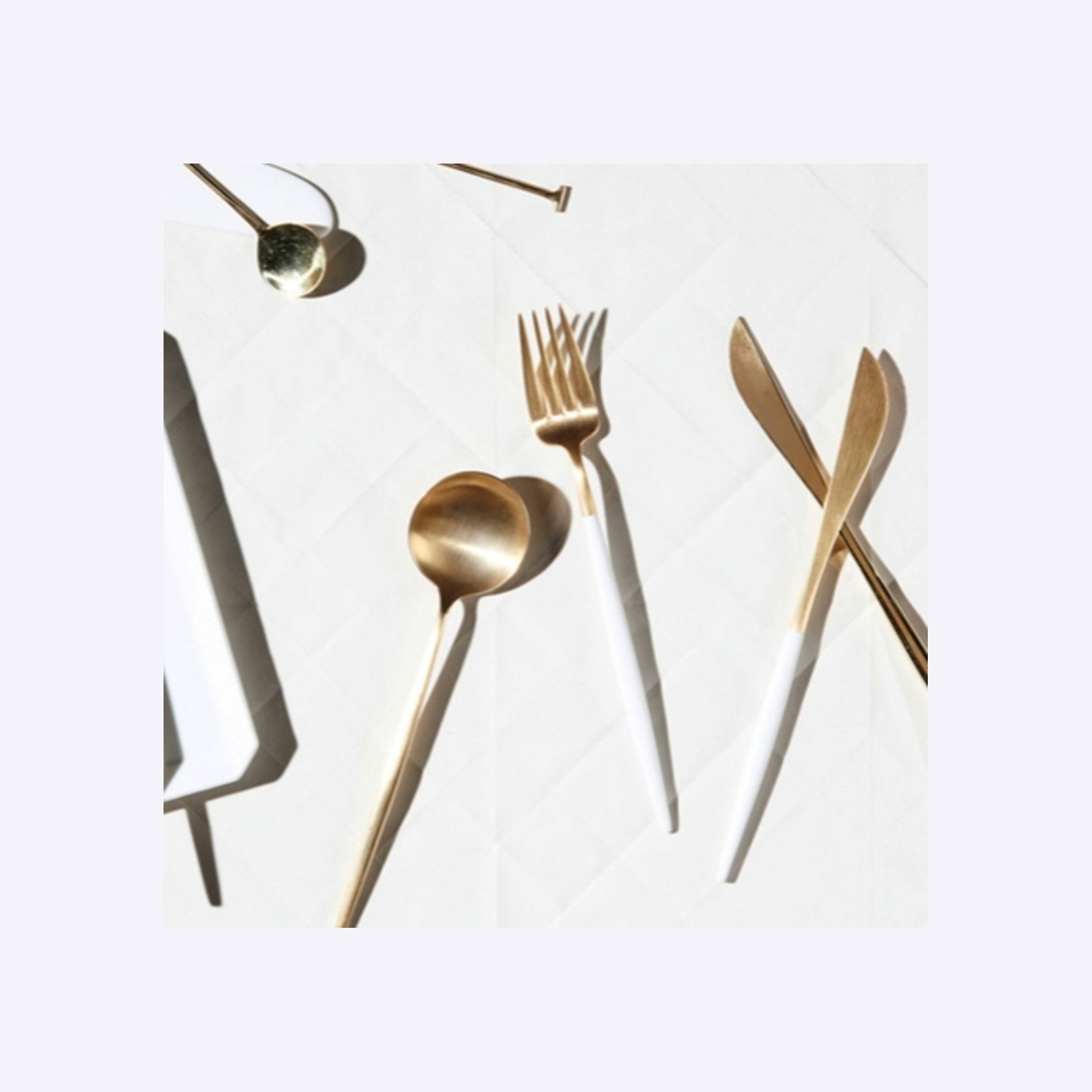 Goa White & Matt Gold 58 Piece Cutlery Set gallery detail image