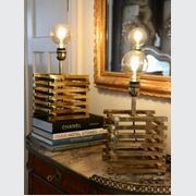 Romeo Rega Brass Slatted Table Lamps gallery detail image