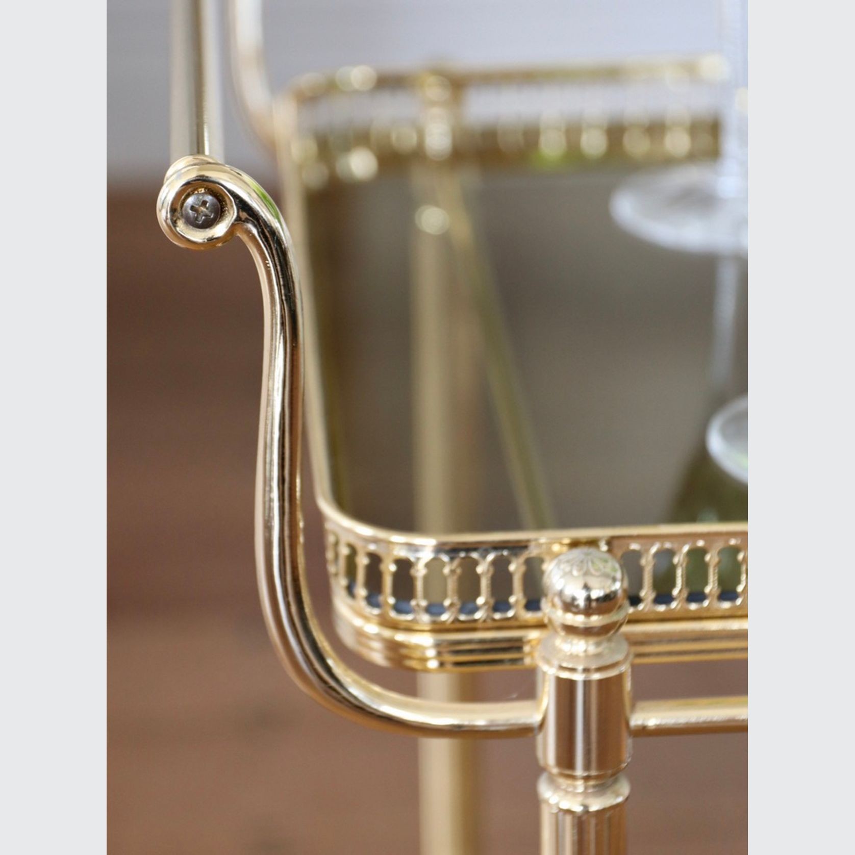 Neo Classical French Brass Drinks Bar Cart ArchiPro NZ