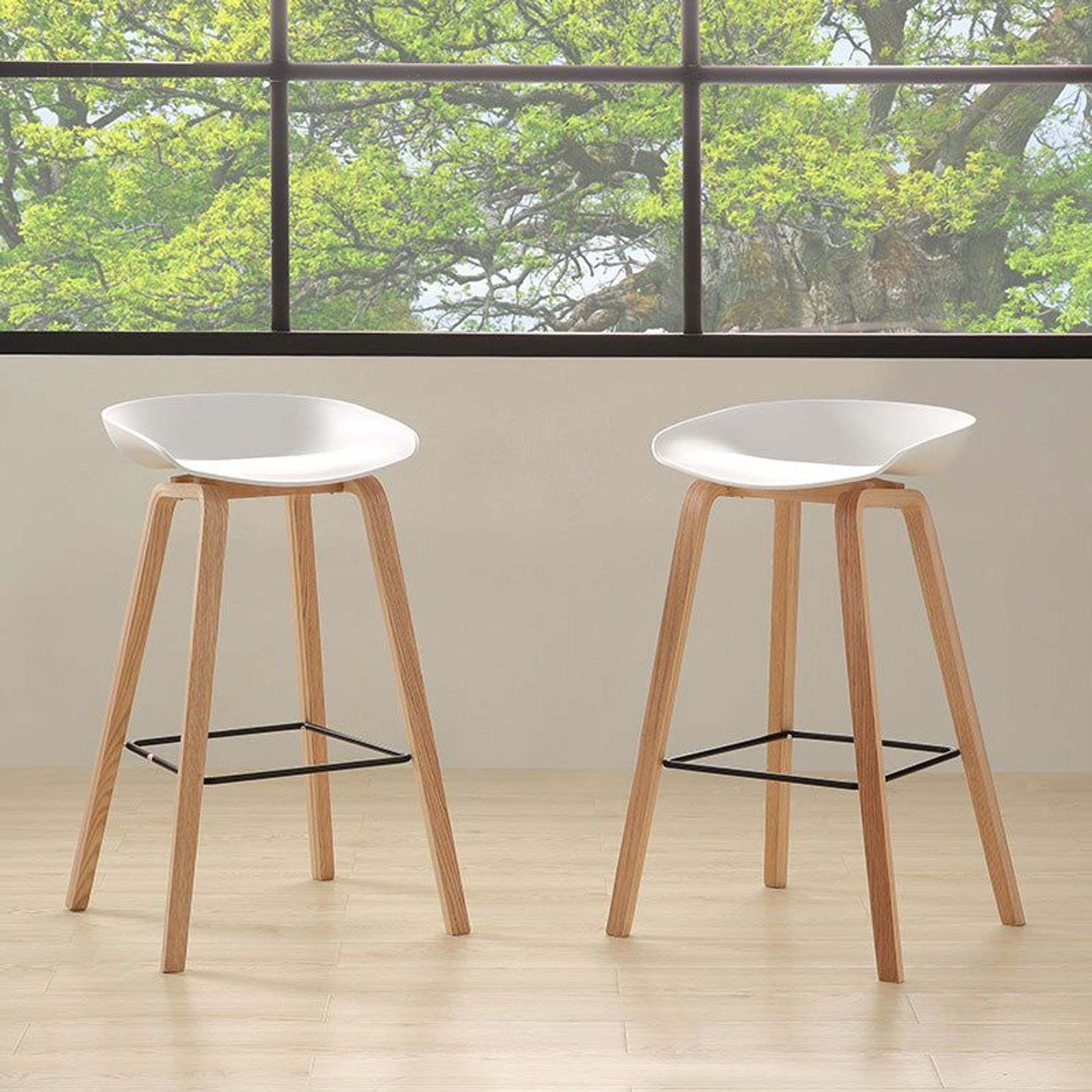 NORTE Bar Stool - Natural & White gallery detail image
