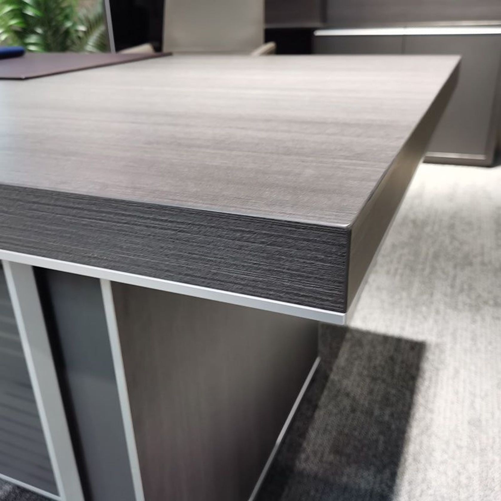 MATEES Executive Desk Reversible 2.4M - Grey/ Brown gallery detail image