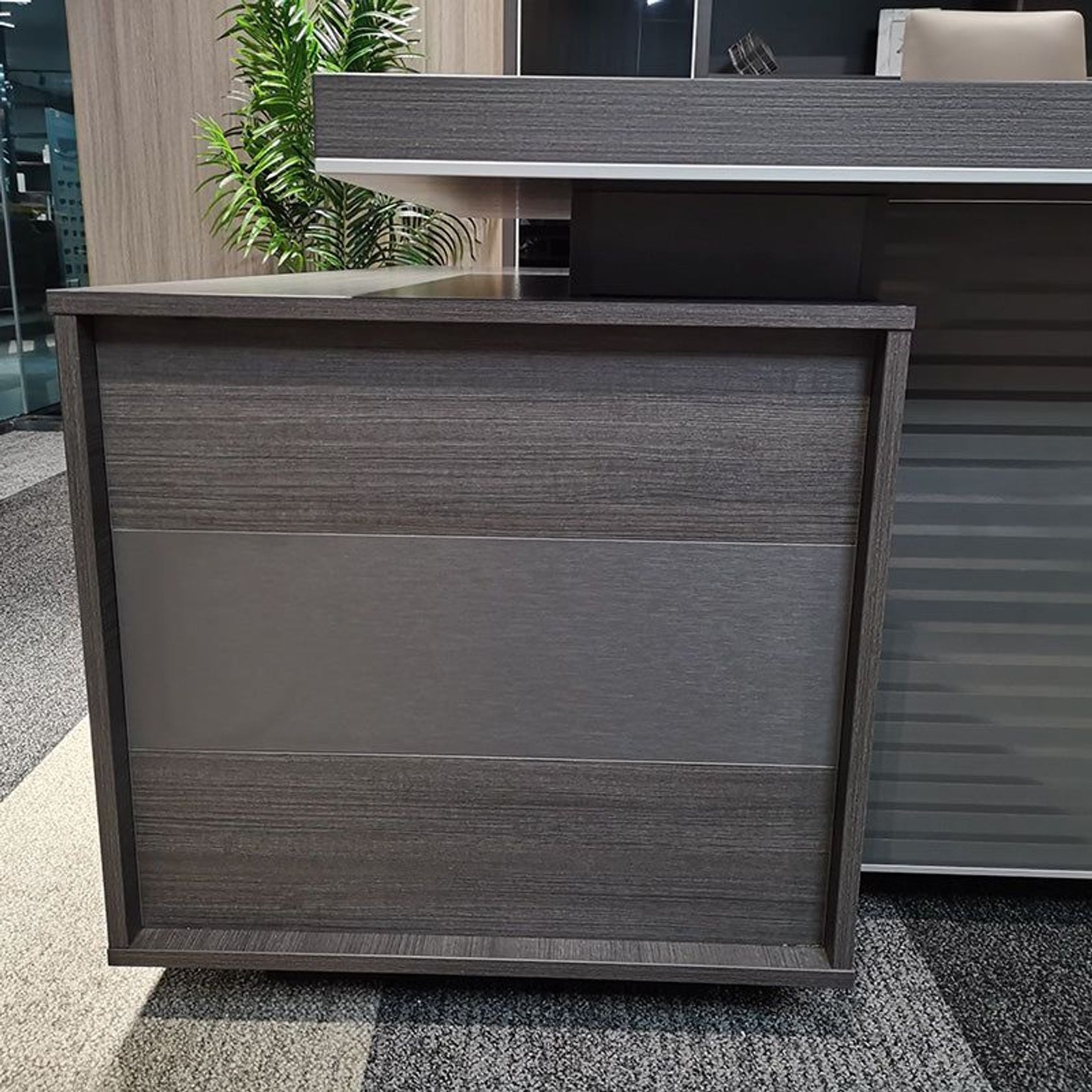 MATEES Executive Desk Reversible 2.4M - Grey/ Brown gallery detail image