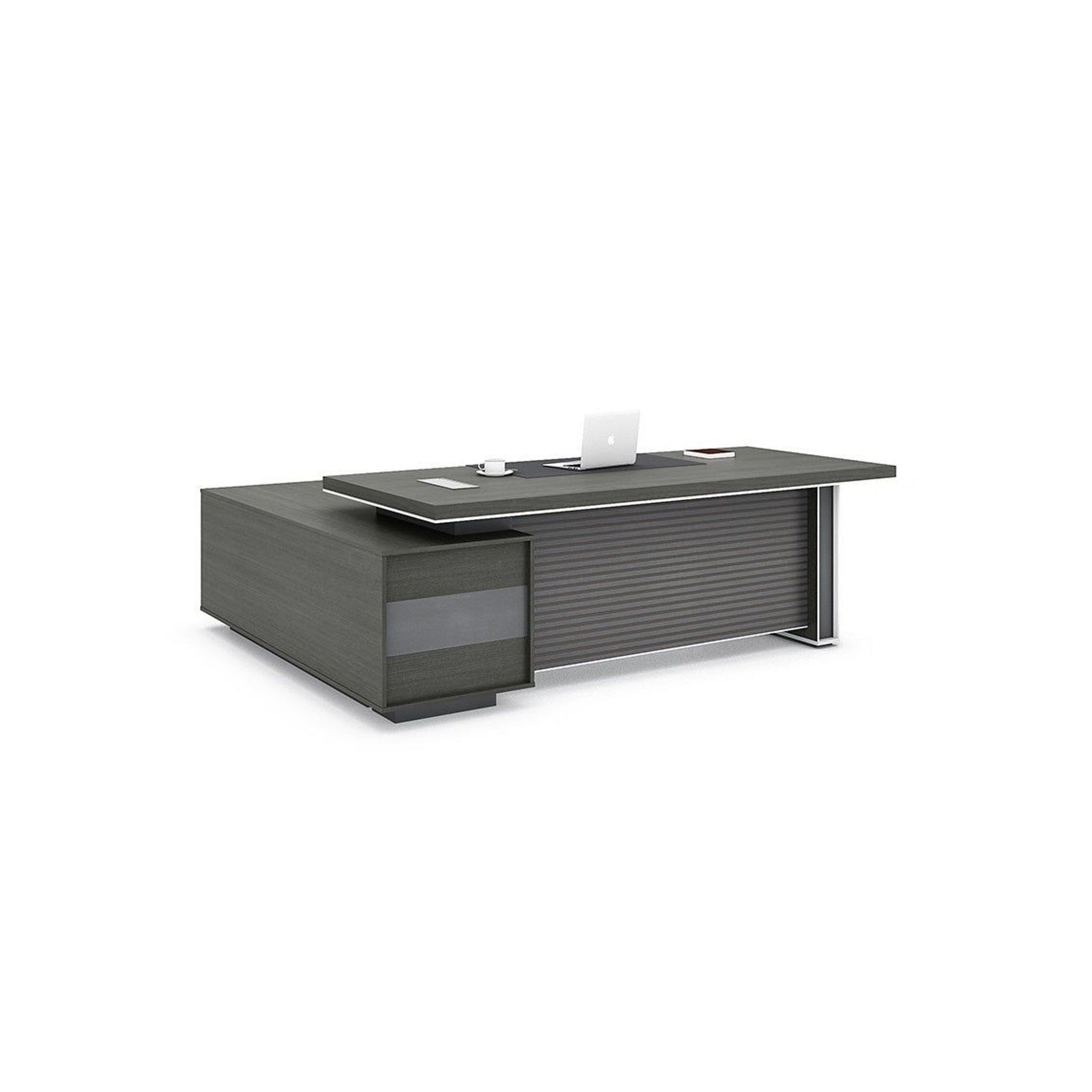 MATEES Executive Desk Reversible  2.4M - Grey/ Brown gallery detail image