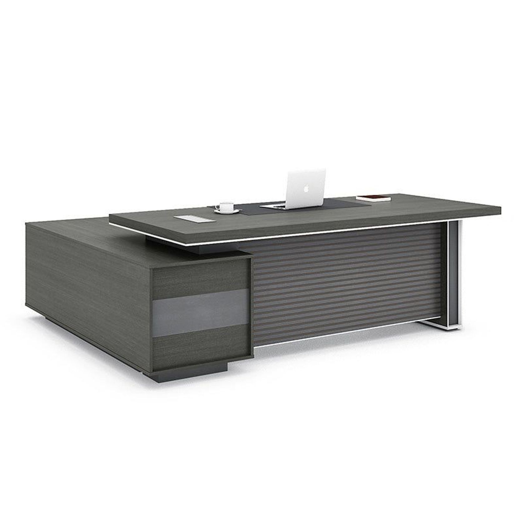 MATEES Executive Desk Reversible 2.4M - Grey/ Brown gallery detail image