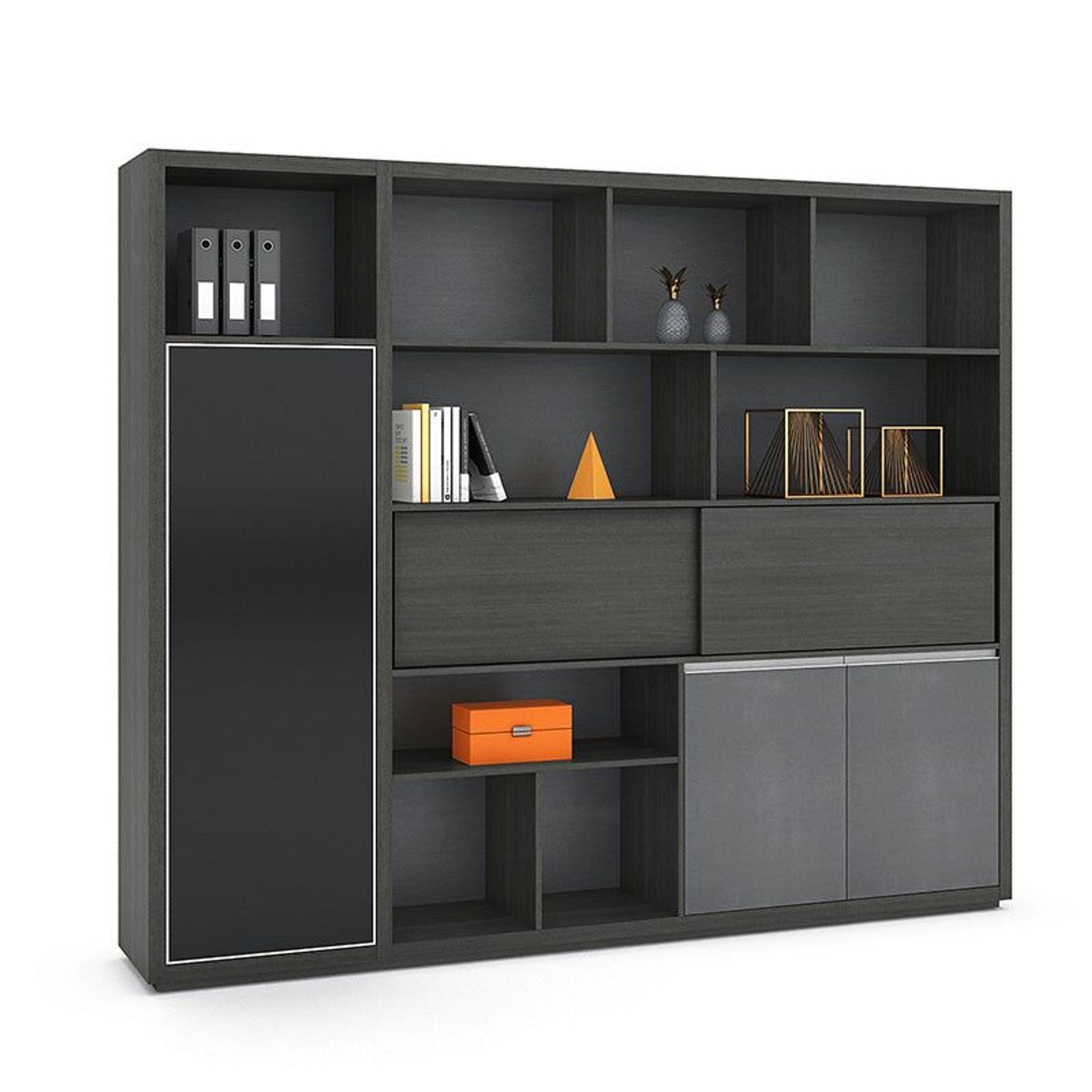 MATEES Display Unit 2.4M - Grey/ Brown gallery detail image