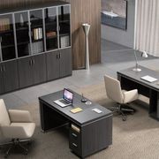 MATEES 3 Doors Display Cabinet 120CM - Grey/ Brown gallery detail image