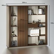 ANDERSON Display Unit 200cm - Walnut Gold & Beige gallery detail image