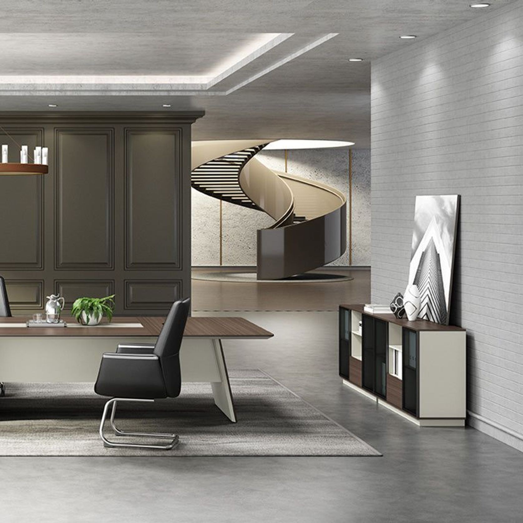 ANDERS Credenza Cabinet 120cm - Australian Gold Oak & Beige gallery detail image