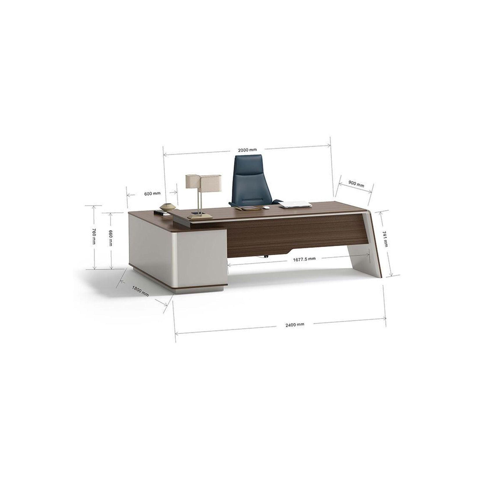 ANDERS Executive Desk Reversible Return 2.4M - Australian Gold Oak & Beige gallery detail image