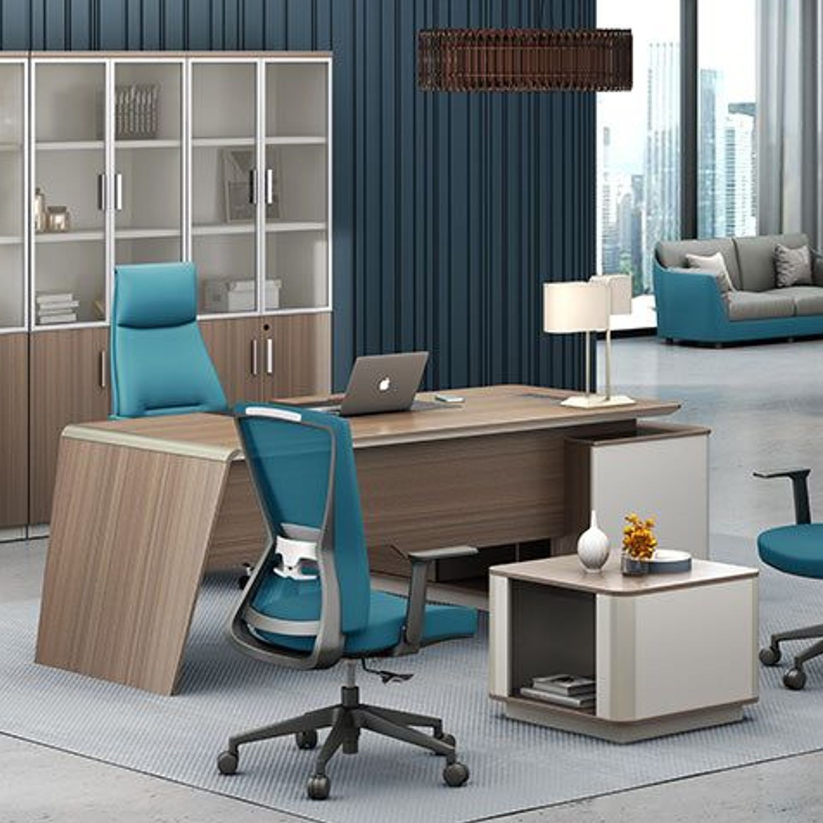 ANDERS Executive Desk Reversible Return 2.0M - Australian Gold Oak/ Beige gallery detail image