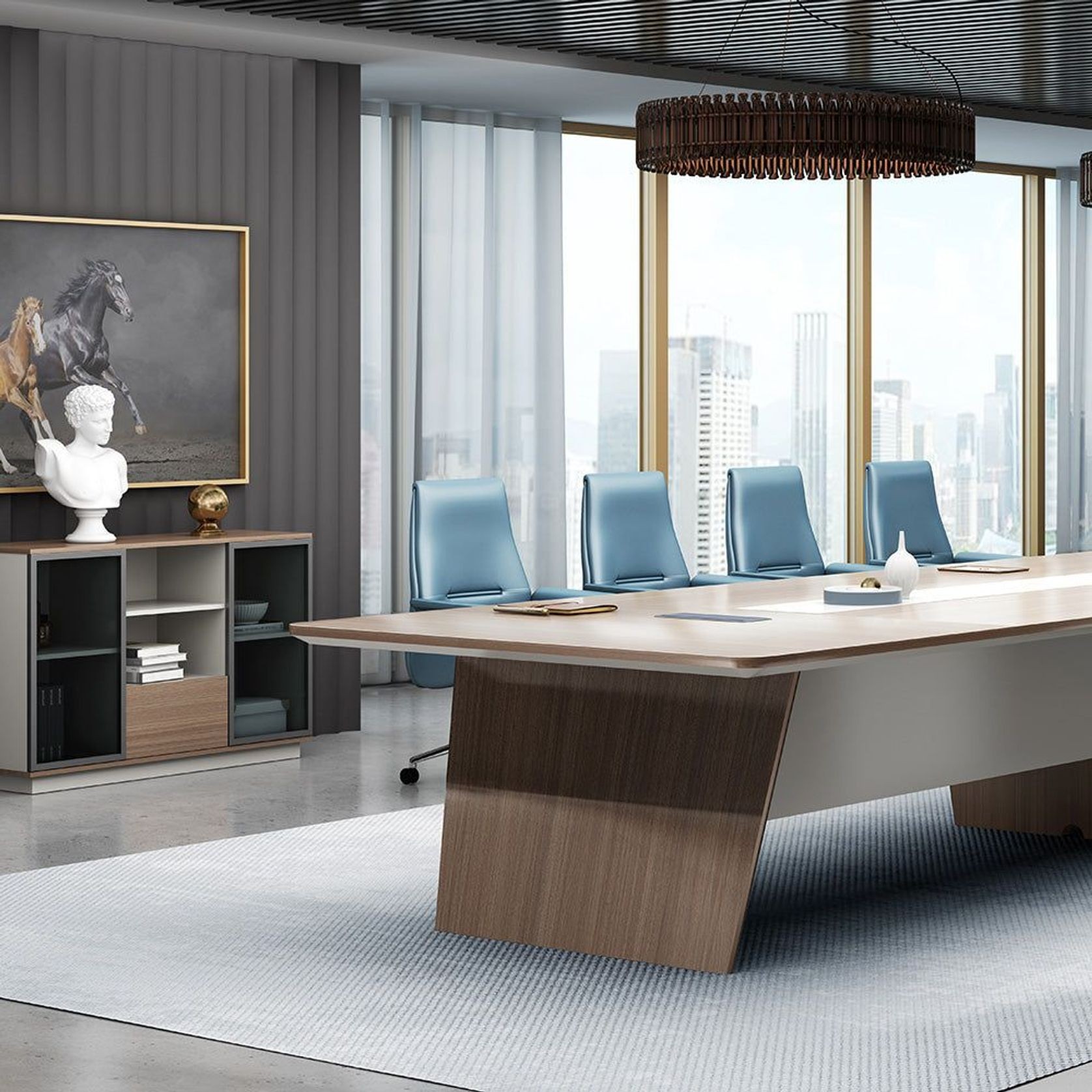 ANDERS Credenza Cabinet 120cm - Australian Gold Oak & Beige gallery detail image